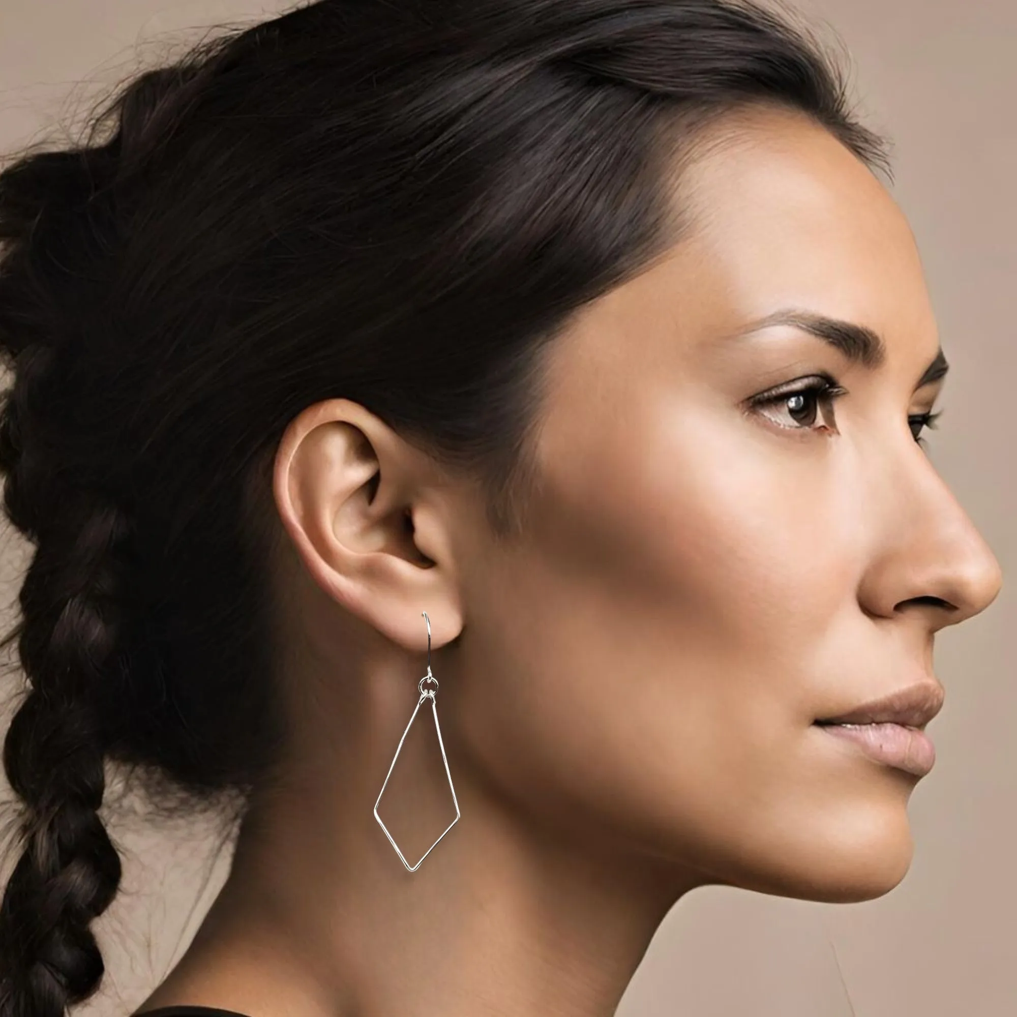 Silver Geometric Hoops