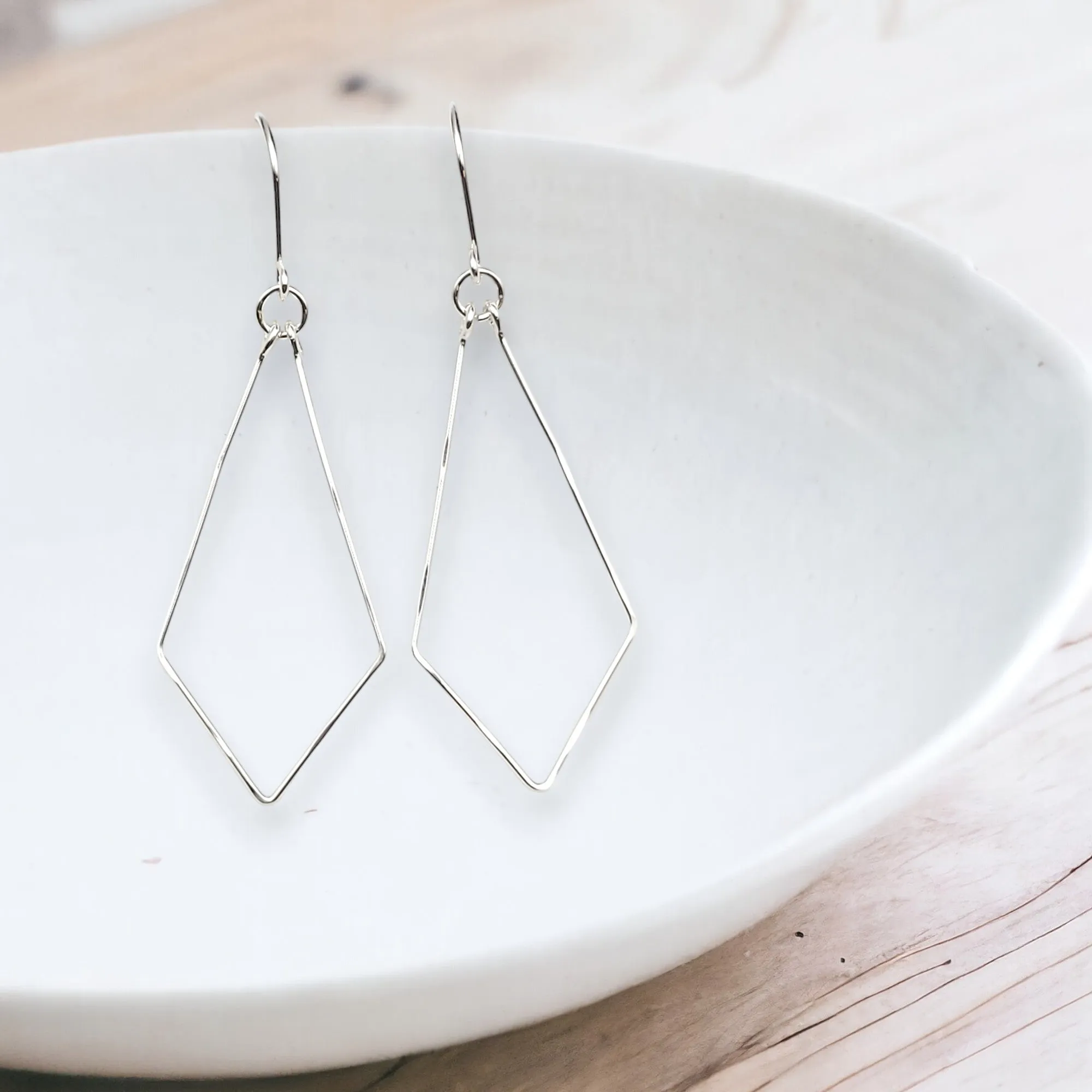 Silver Geometric Hoops