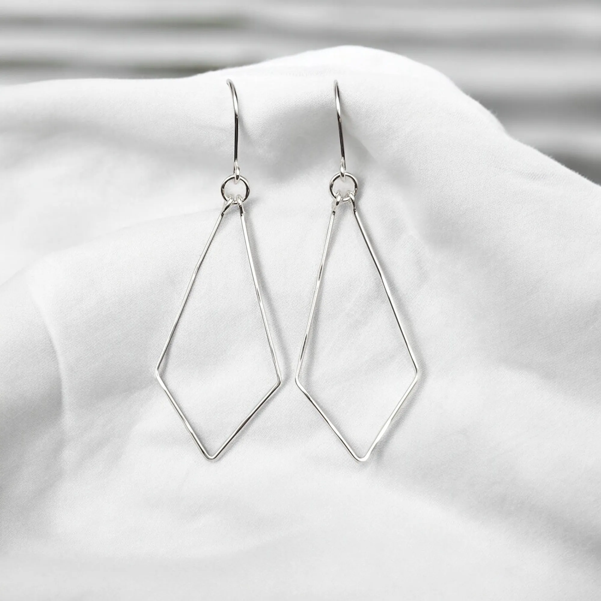 Silver Geometric Hoops