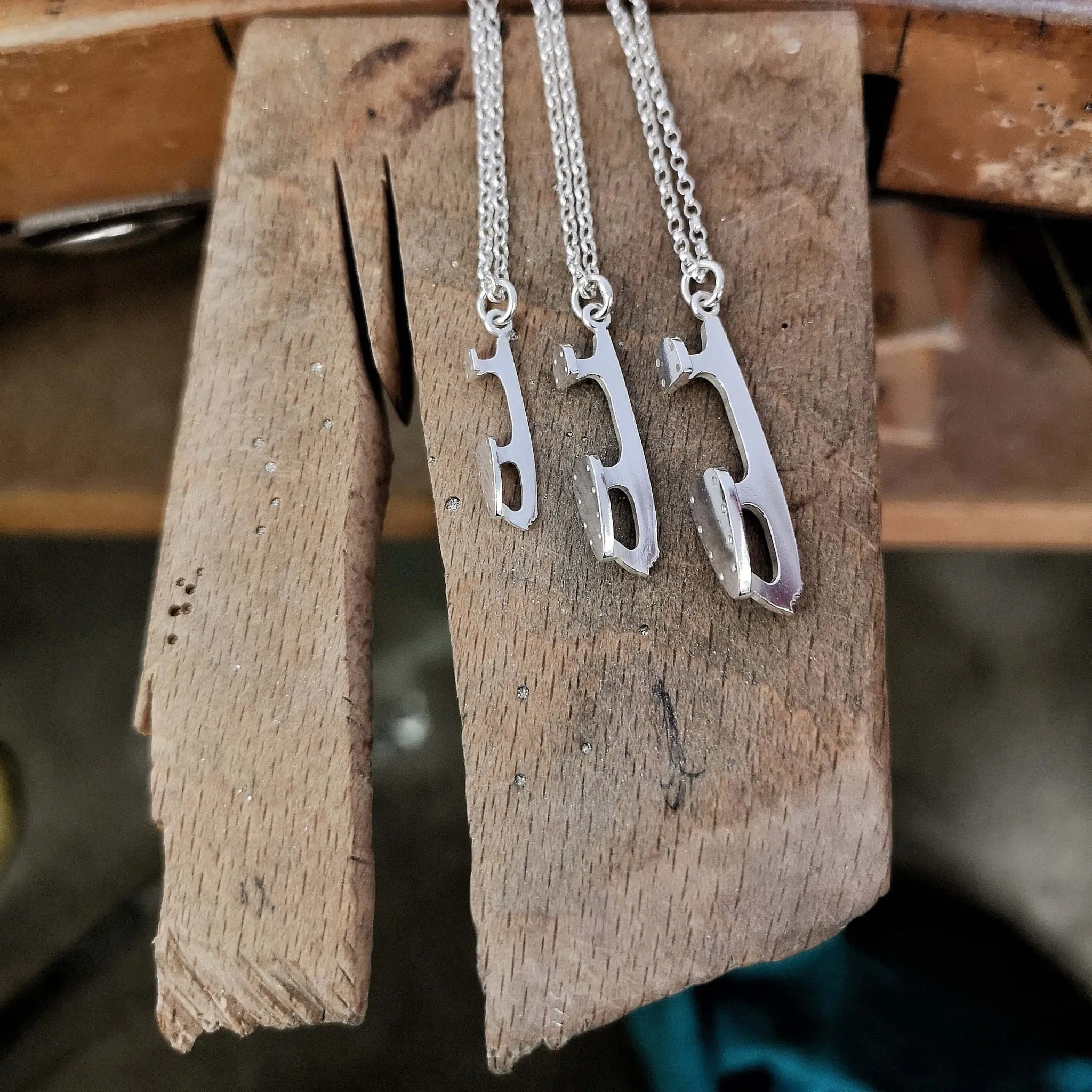 Silver Ice Skating Necklaces