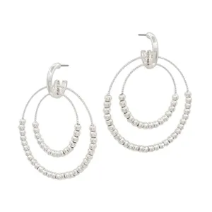 Silver Layered Hoop with Silver Beaded Accents
