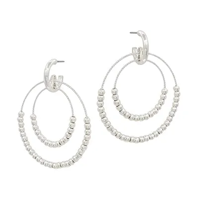 Silver Layered Hoop with Silver Beaded Accents