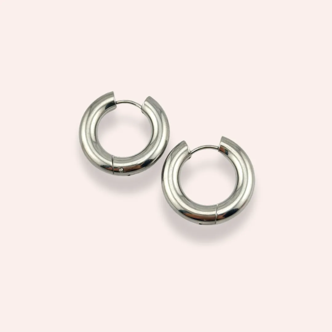 Silver medium chunk hoops