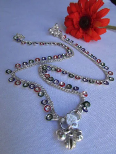 Silver Metal Chains Foot Rhinestones 2 Rows Charm Anklet Jewelry Accessories