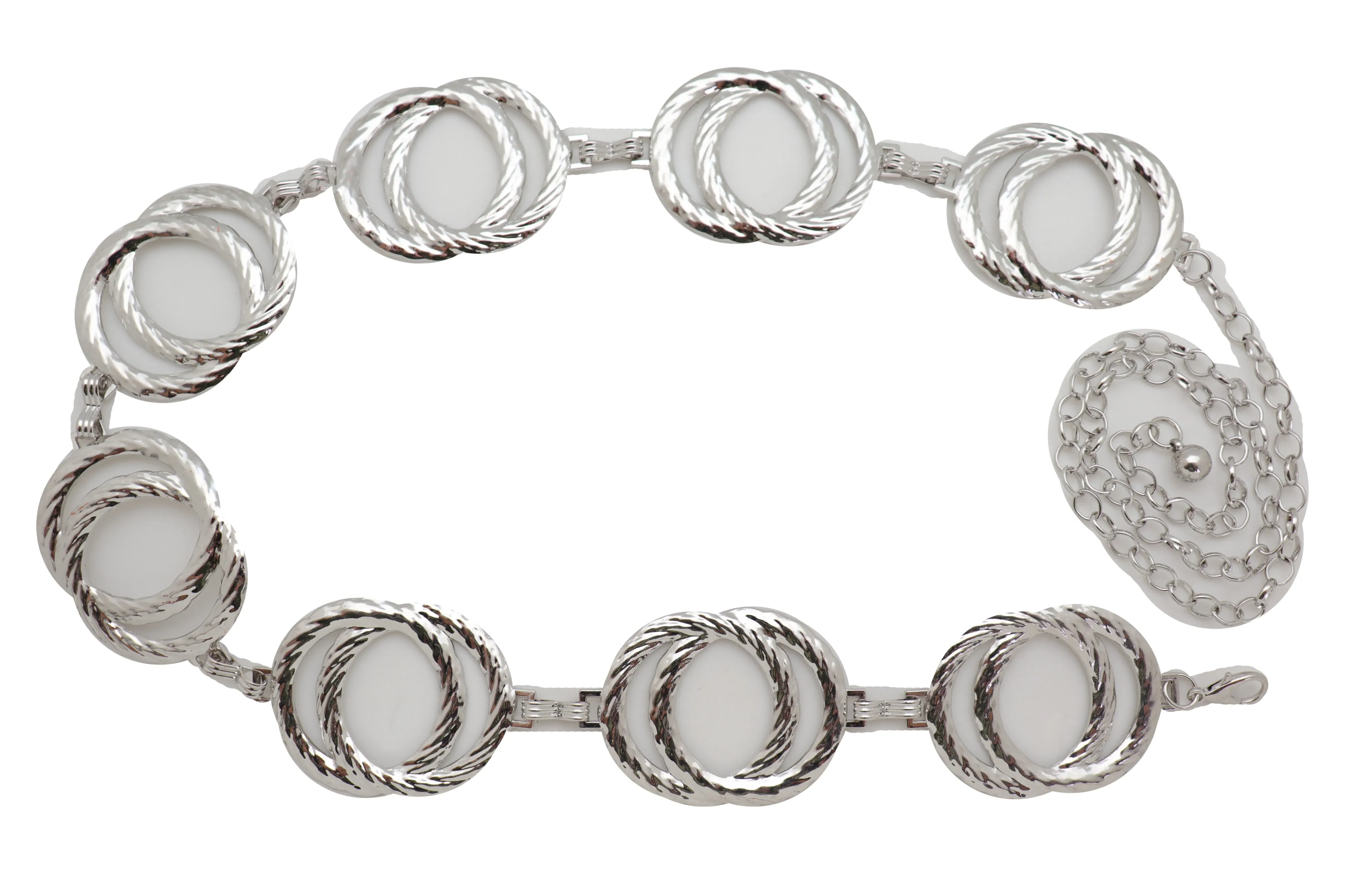 Silver Metal Circle Round Charms Waistband Fashion Belt Hip Waist S M L