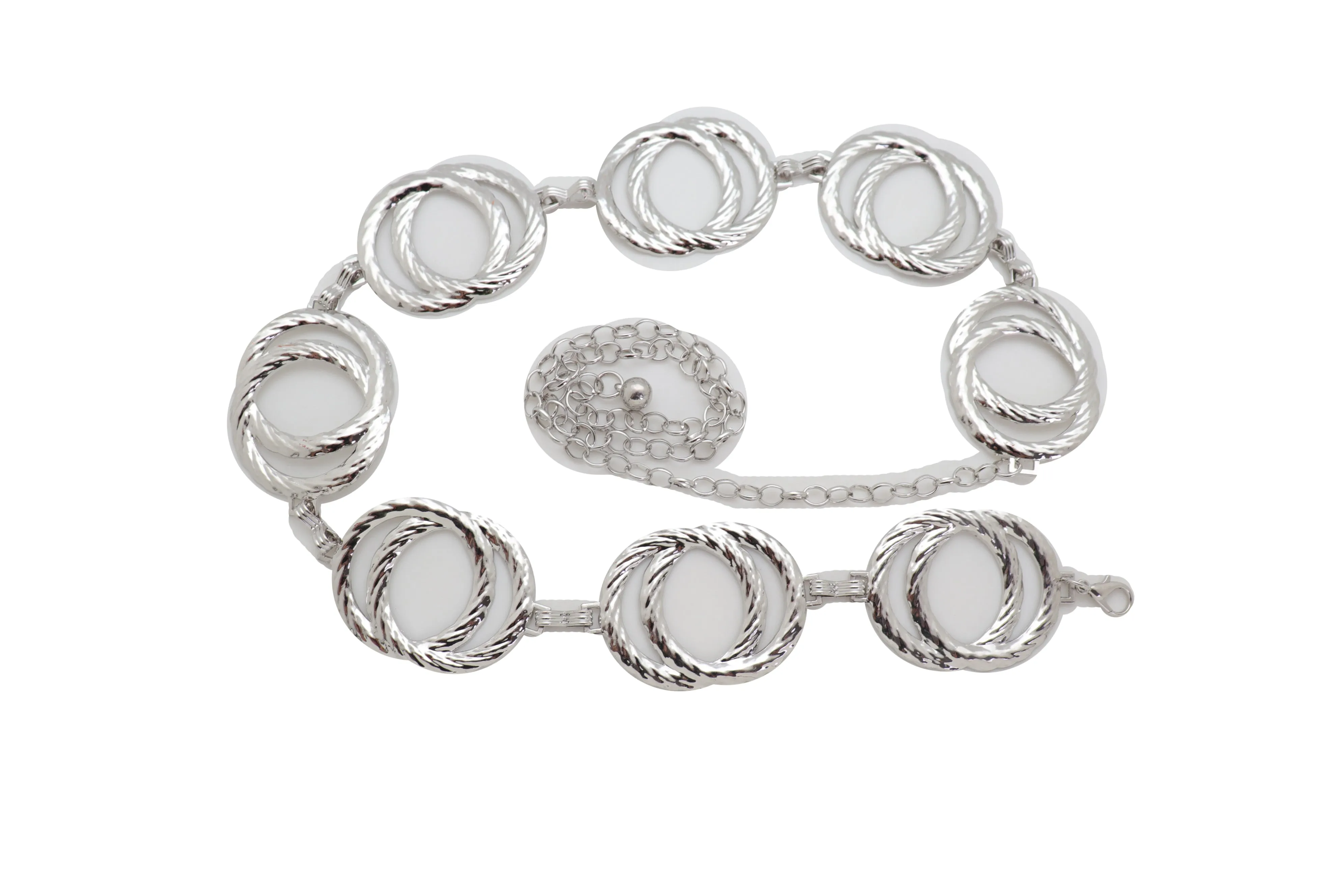 Silver Metal Circle Round Charms Waistband Fashion Belt Hip Waist S M L