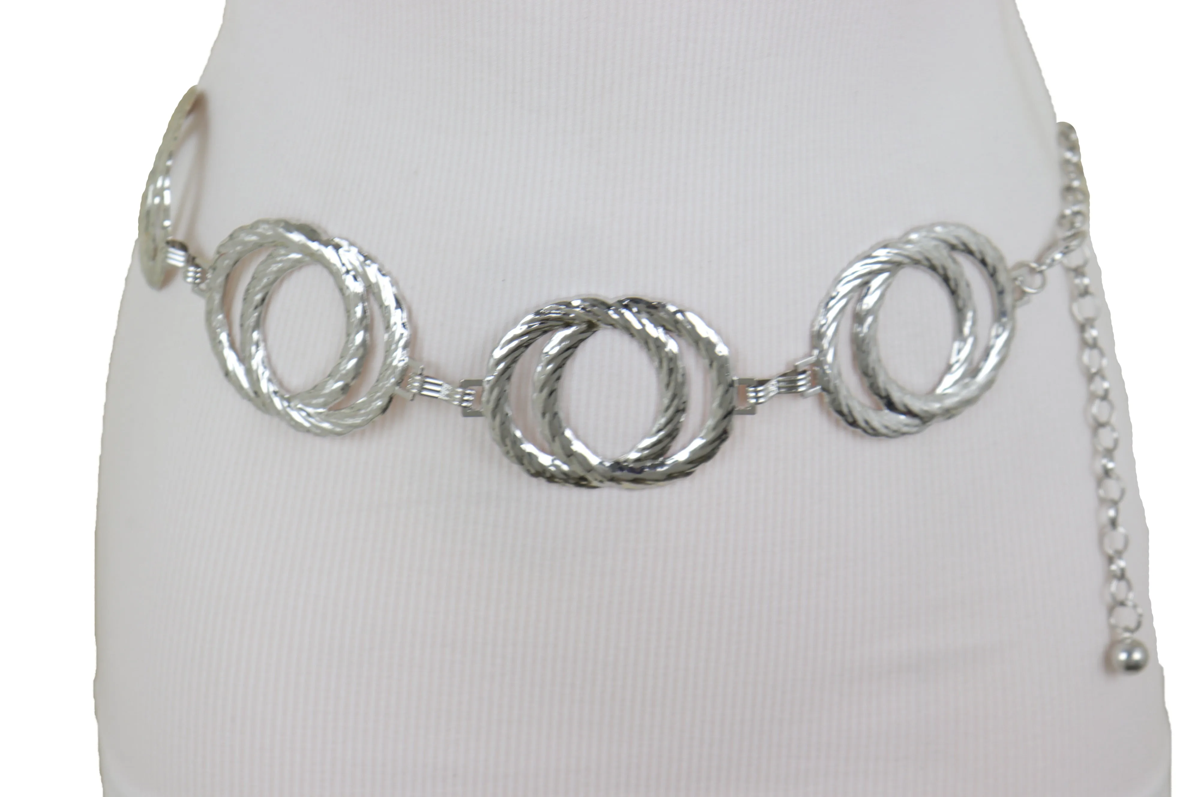 Silver Metal Circle Round Charms Waistband Fashion Belt Hip Waist S M L