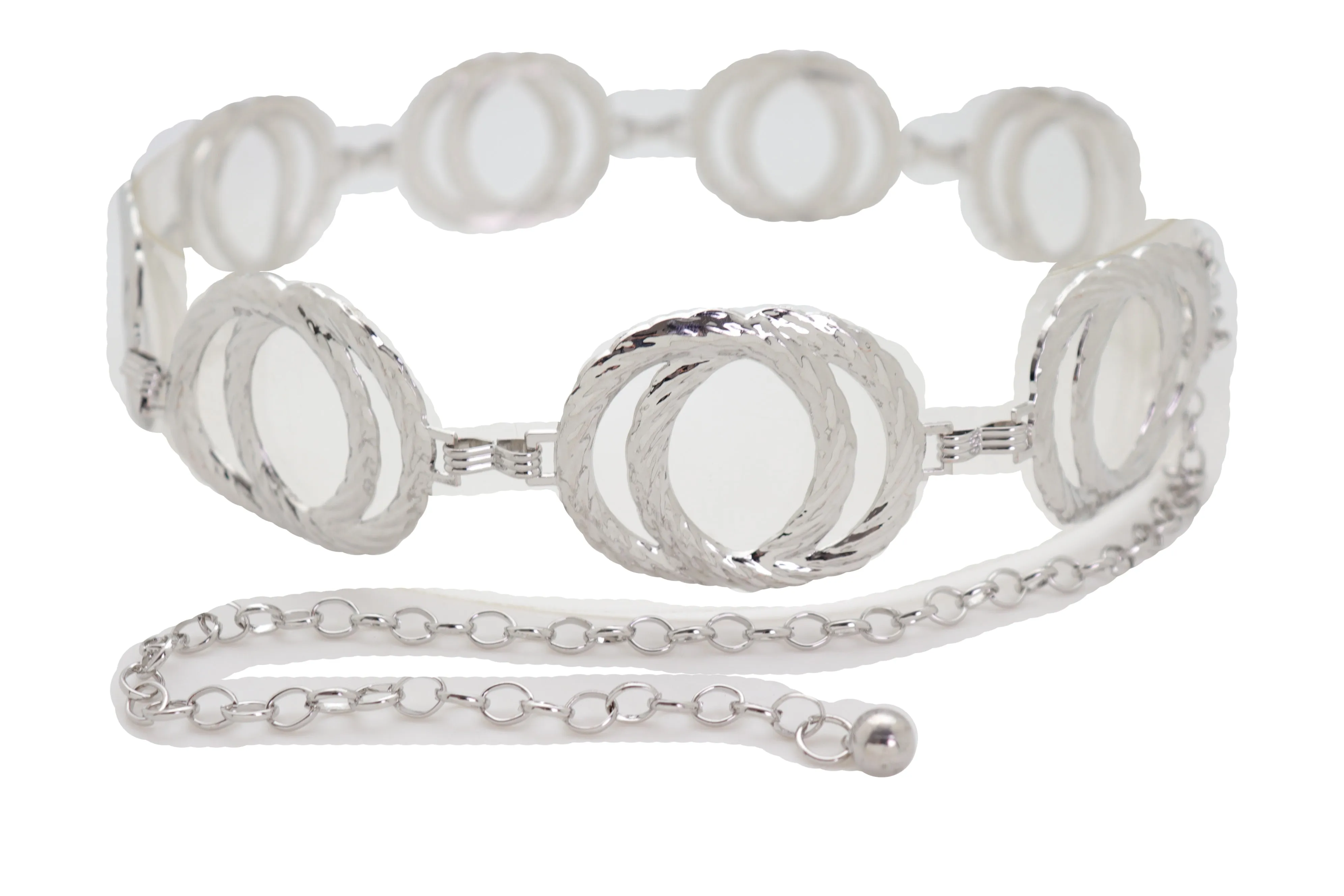 Silver Metal Circle Round Charms Waistband Fashion Belt Hip Waist S M L