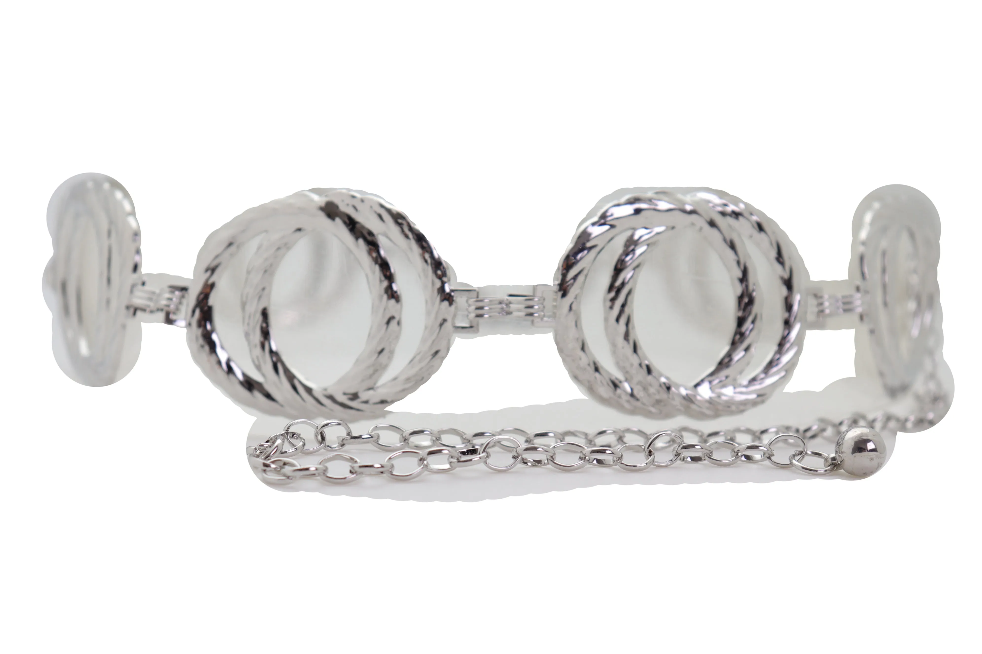 Silver Metal Circle Round Charms Waistband Fashion Belt Hip Waist S M L