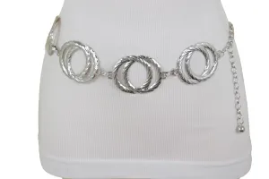 Silver Metal Circle Round Charms Waistband Fashion Belt Hip Waist S M L