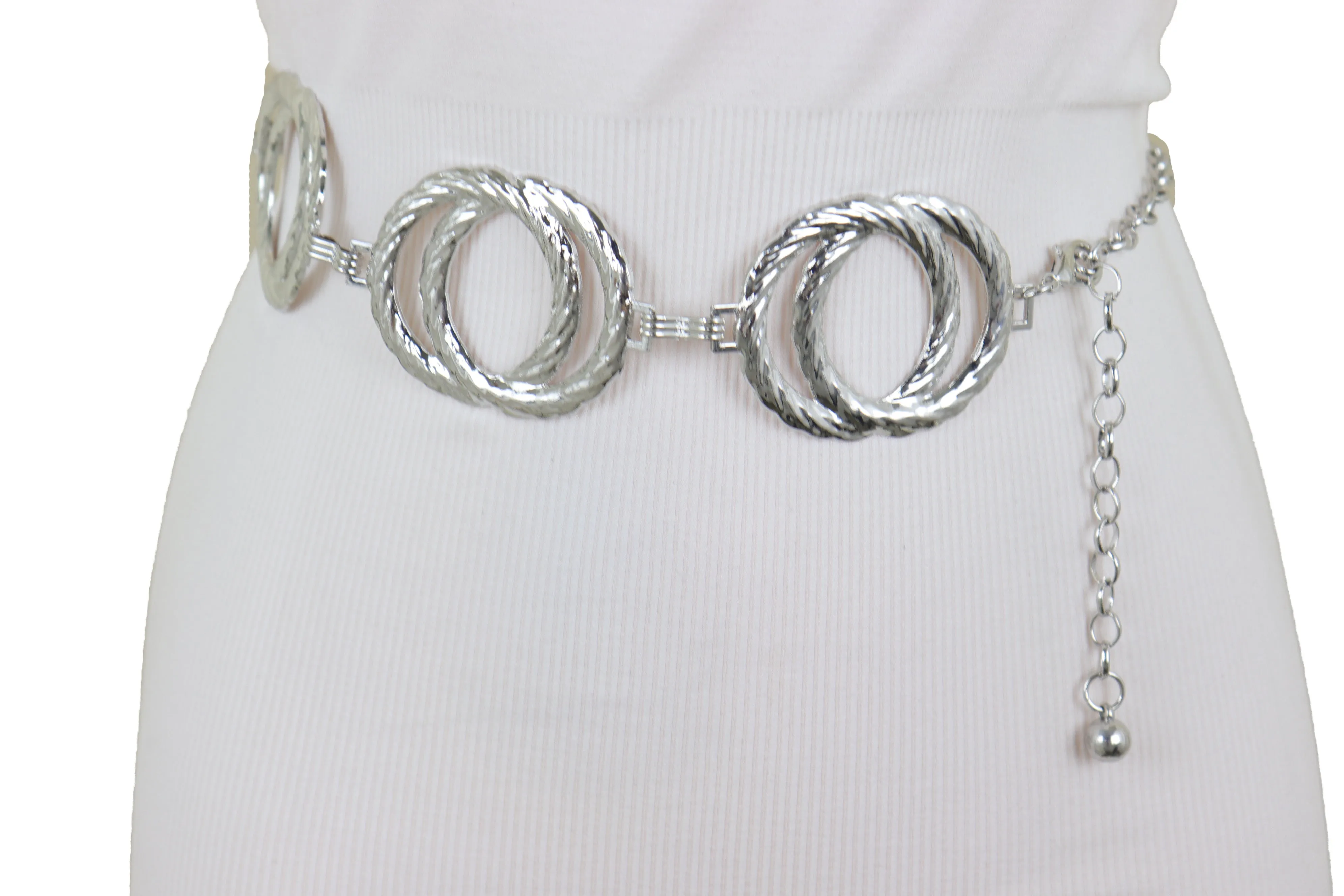 Silver Metal Circle Round Charms Waistband Fashion Belt Hip Waist S M L