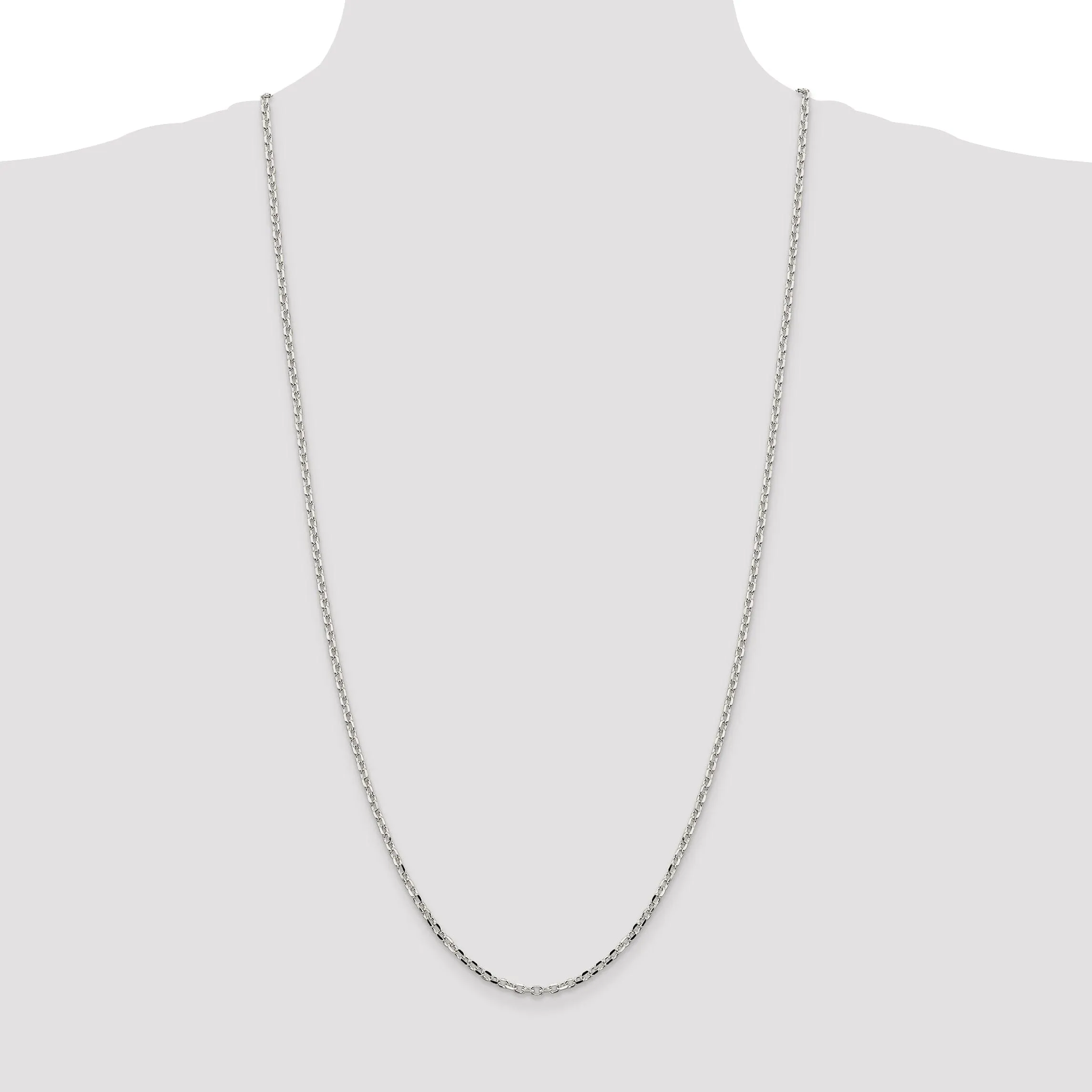 Silver Polish 2.75-mm Beveled Oval Cable Chain