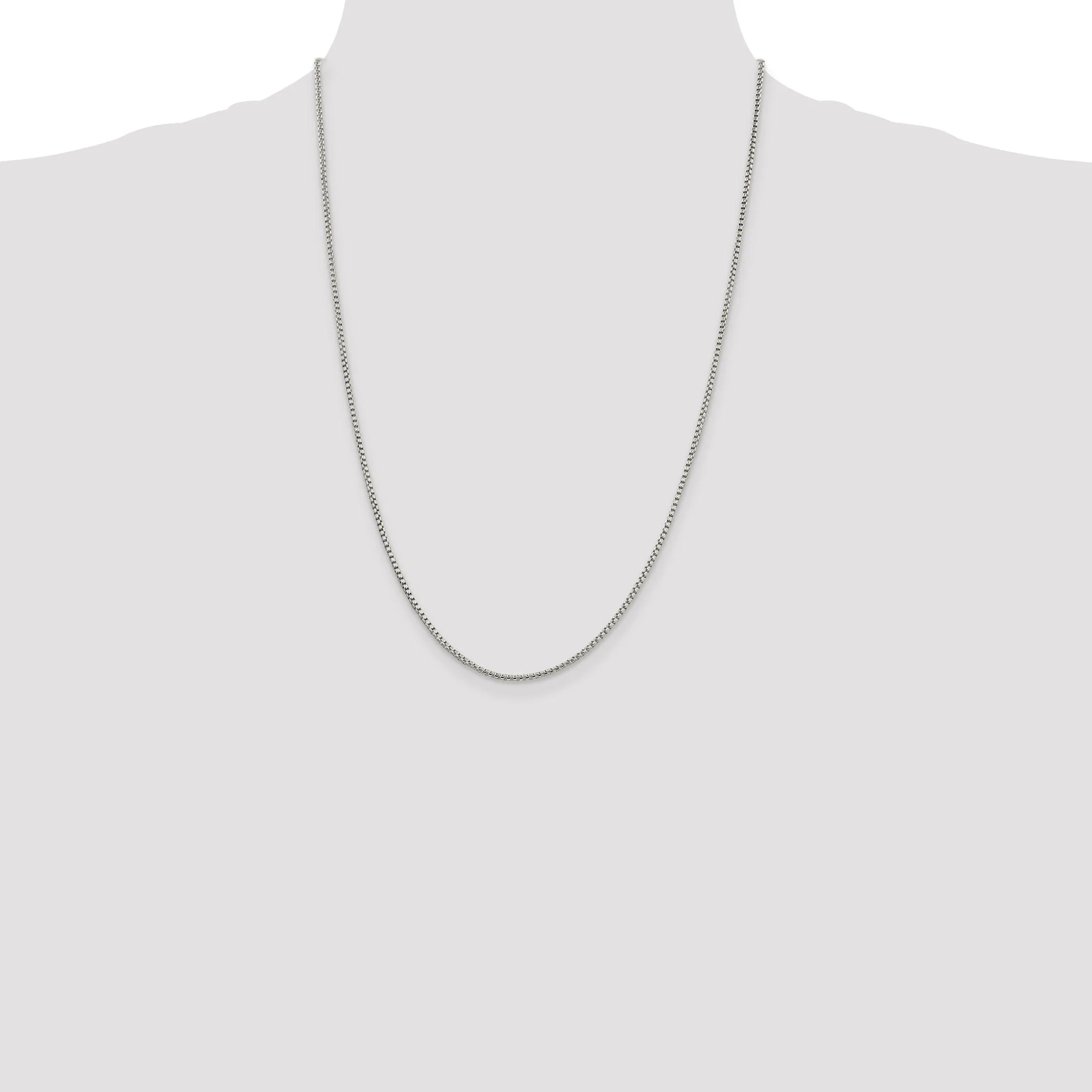 Silver Polished 1.75-mm Half Round Box Chain