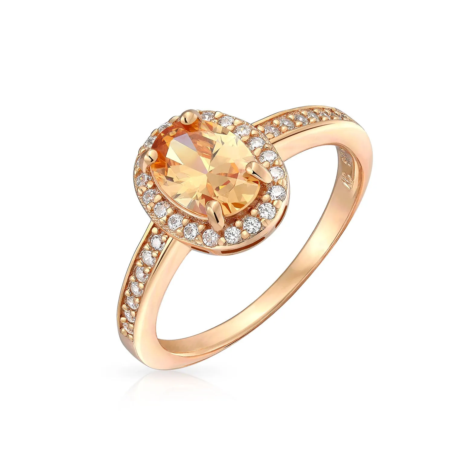 Silver Ring with Oval Gemstone: Citrine Ruby Sapphire Zirconia in Gold Plated Silver