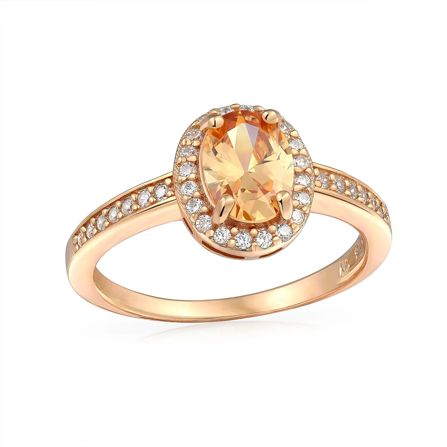 Silver Ring with Oval Gemstone: Citrine Ruby Sapphire Zirconia in Gold Plated Silver