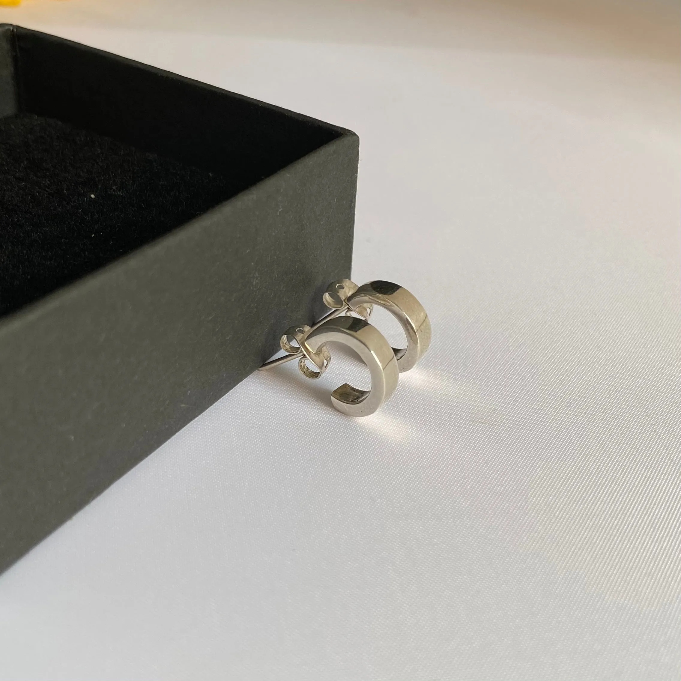 Silver Small Flat Hoop Earrings