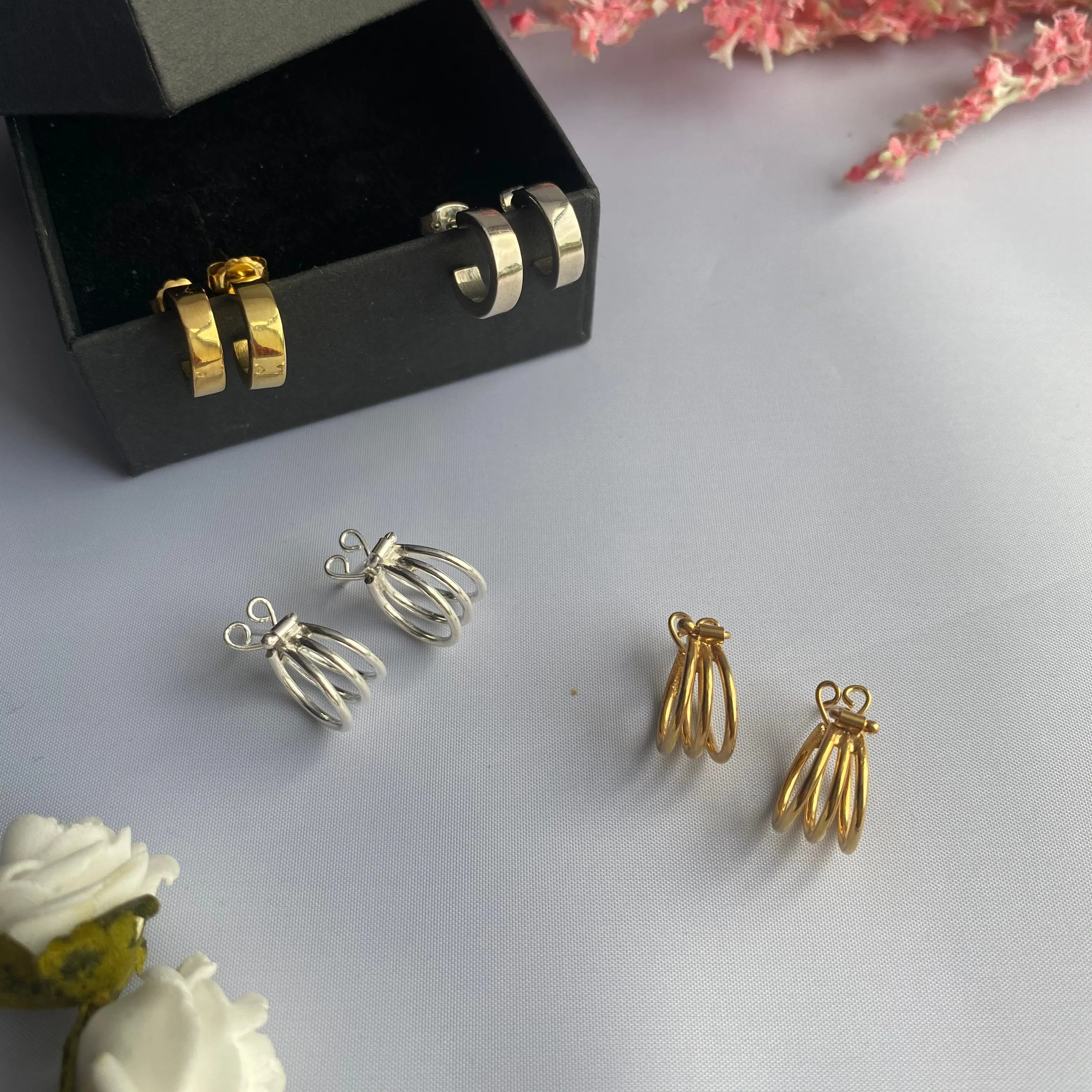 Silver Small Flat Hoop Earrings