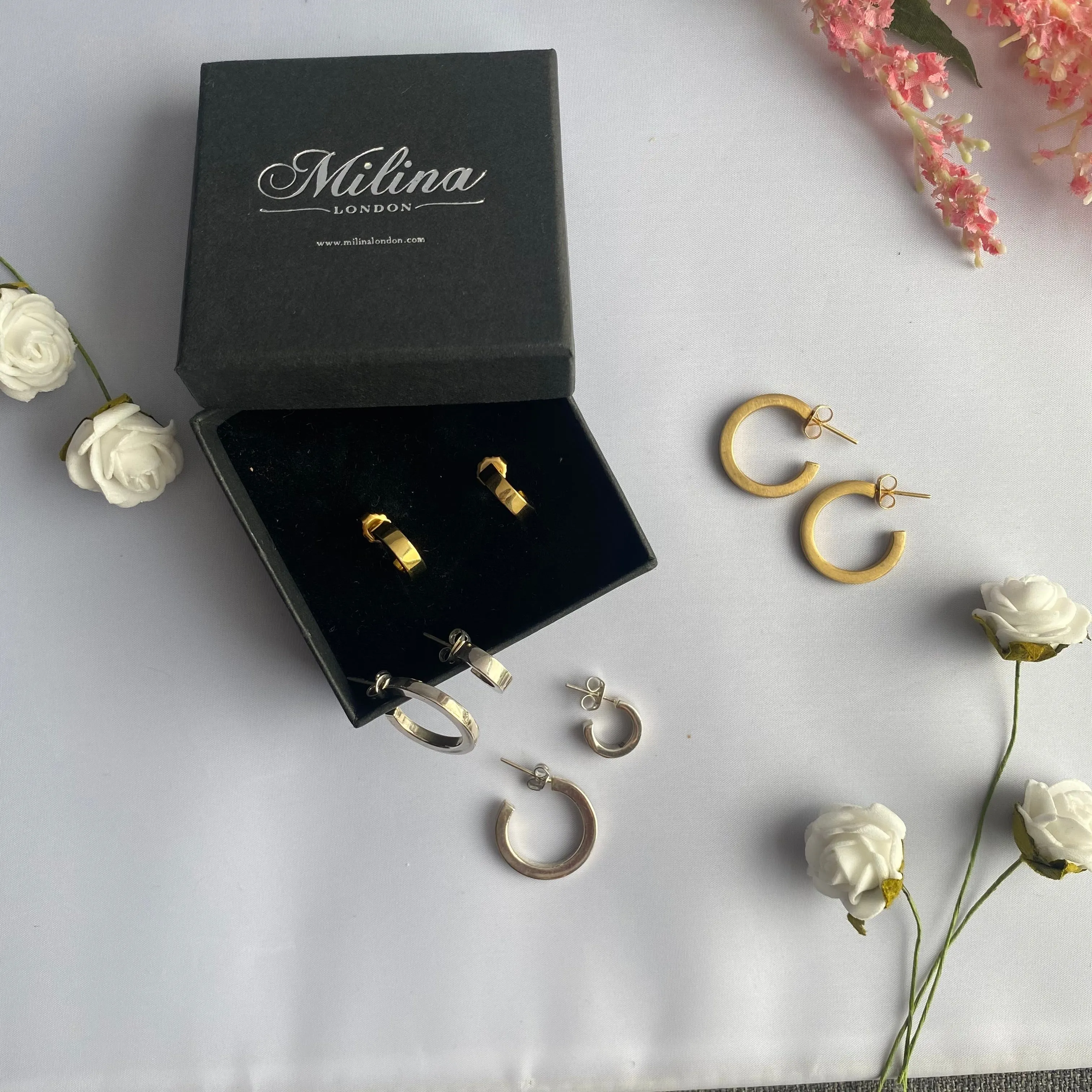 Silver Small Flat Hoop Earrings