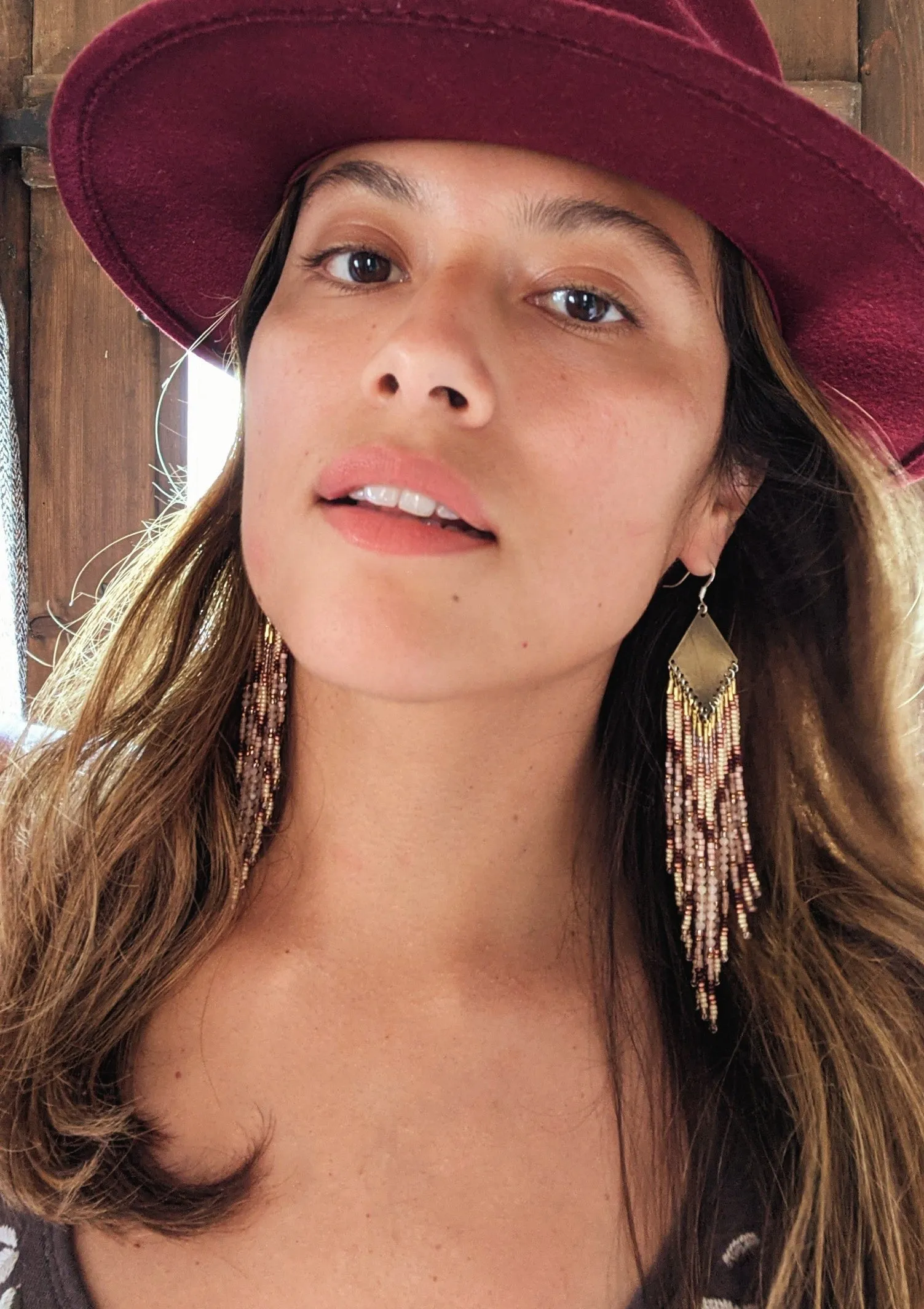 Sita Peach Moonstone Beaded Earrings