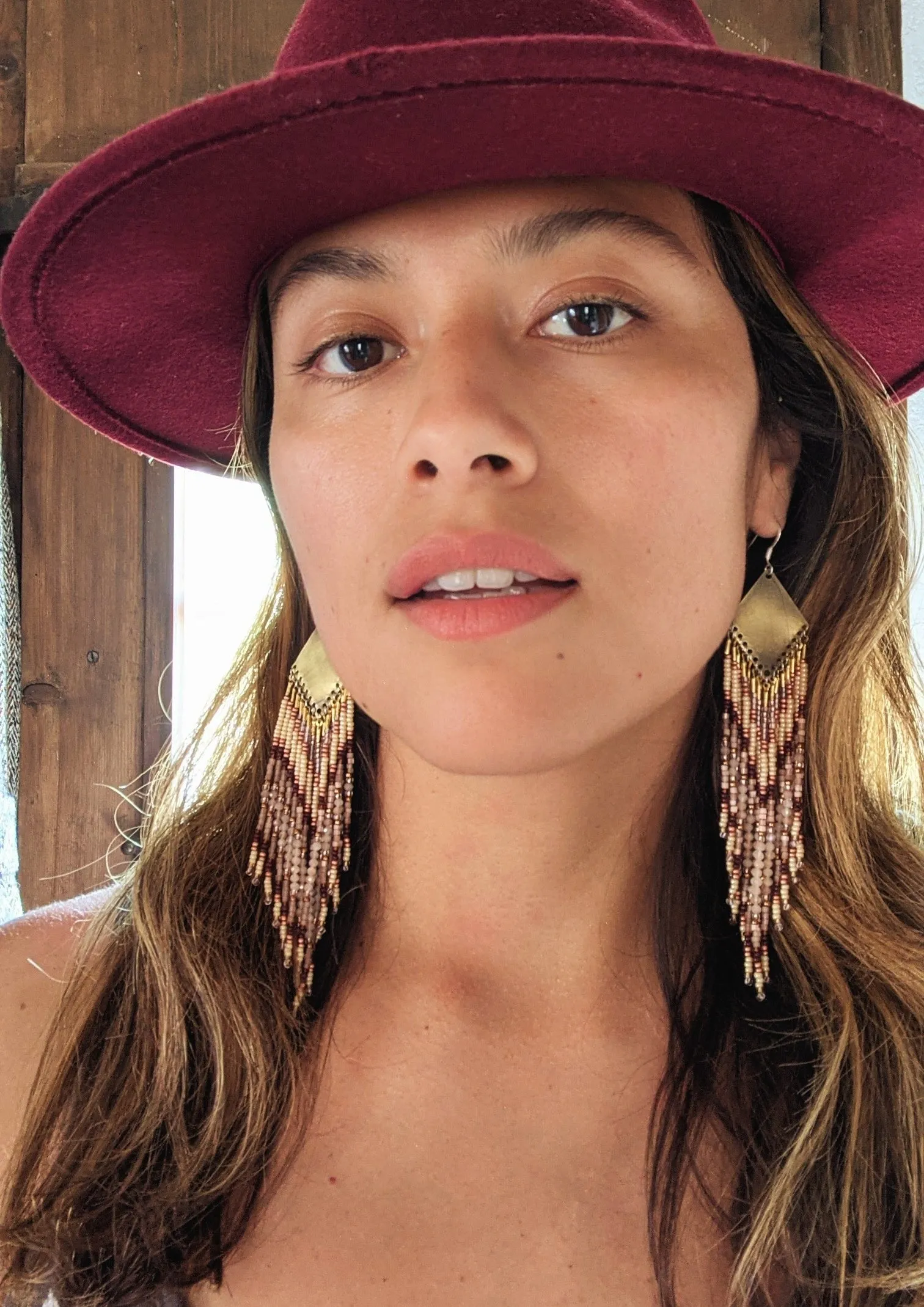 Sita Peach Moonstone Beaded Earrings