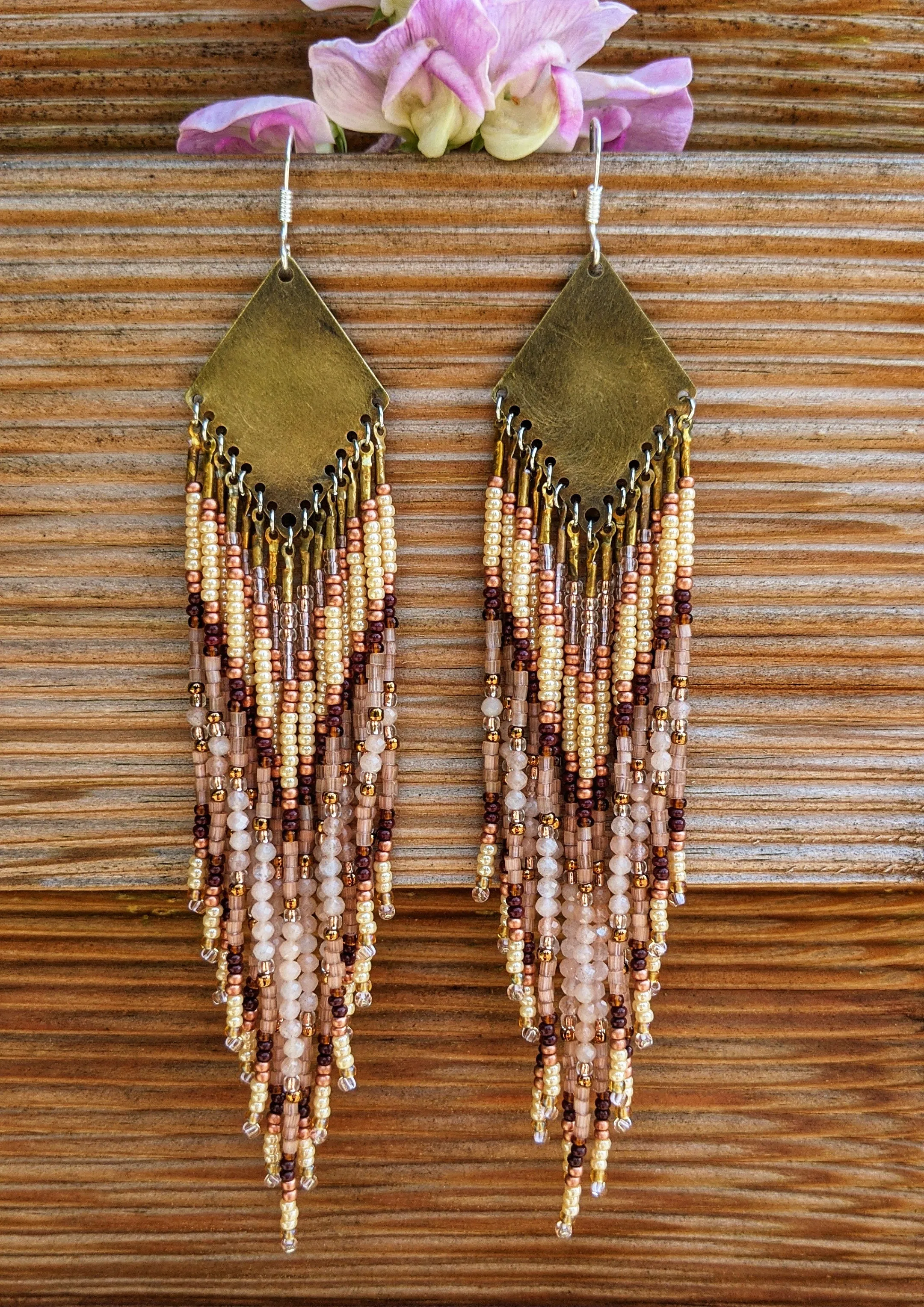 Sita Peach Moonstone Beaded Earrings