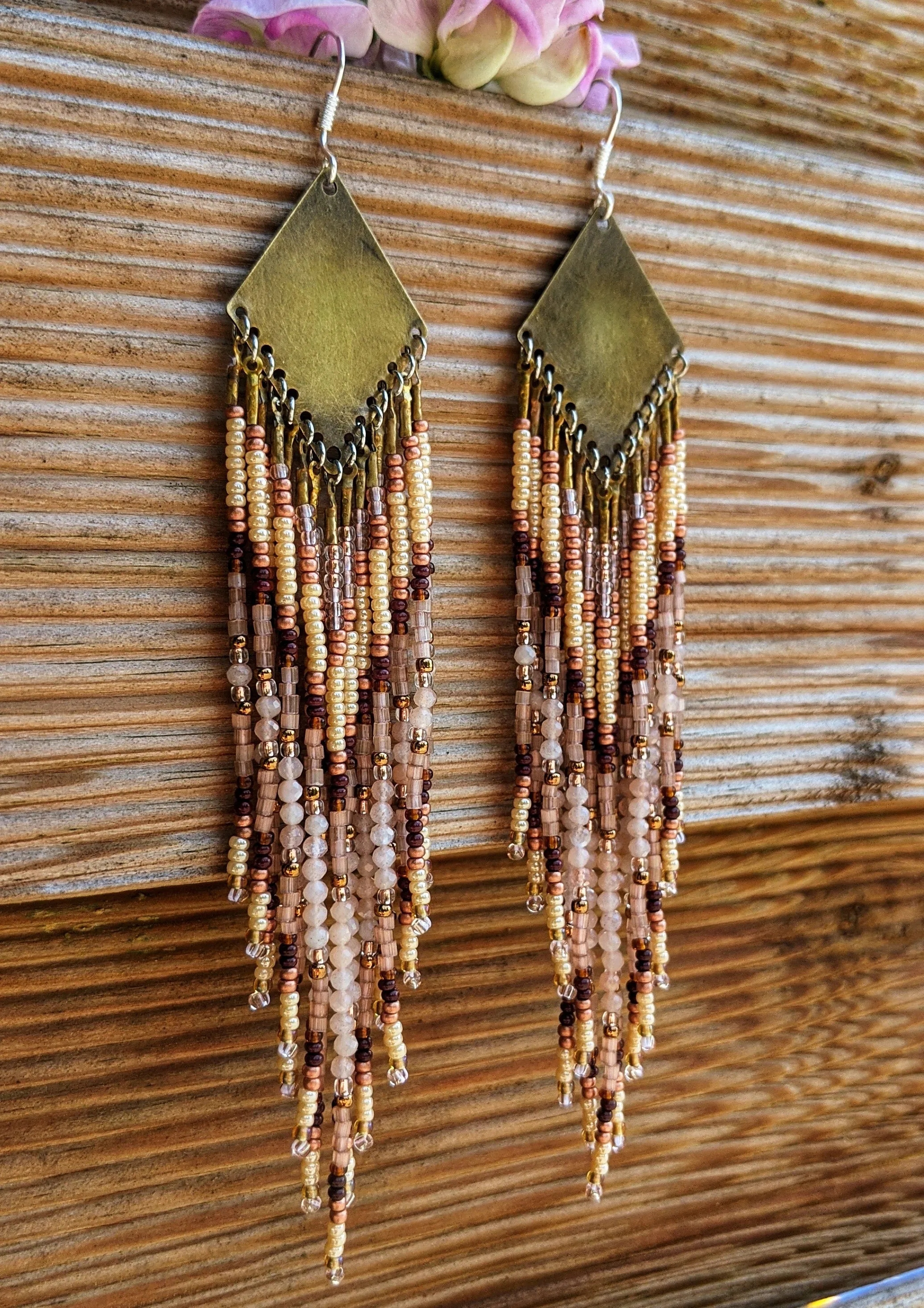 Sita Peach Moonstone Beaded Earrings