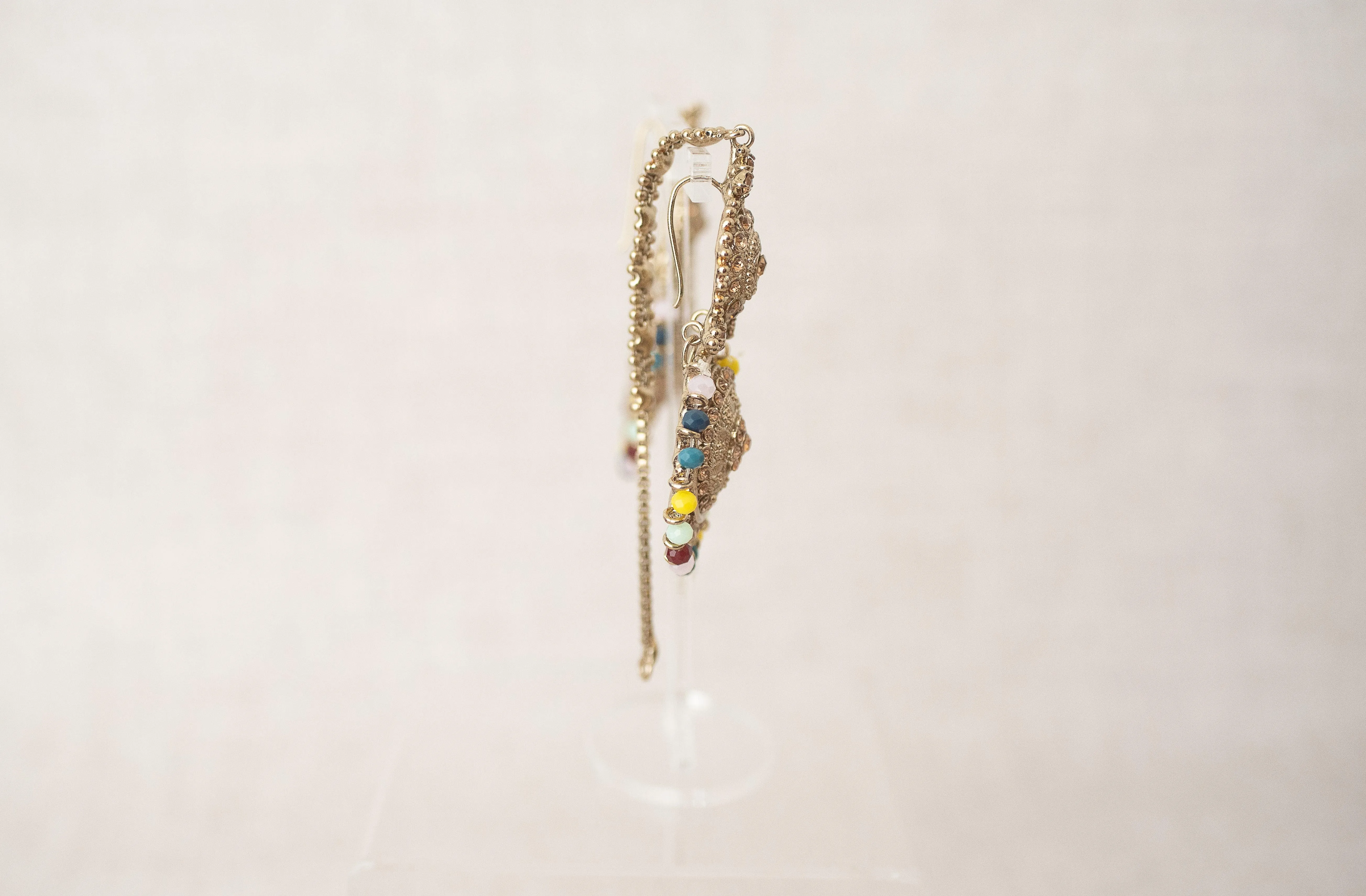 Small Royal Antique Gold Multicolour set with earring chains (M4) Blue & Yellows