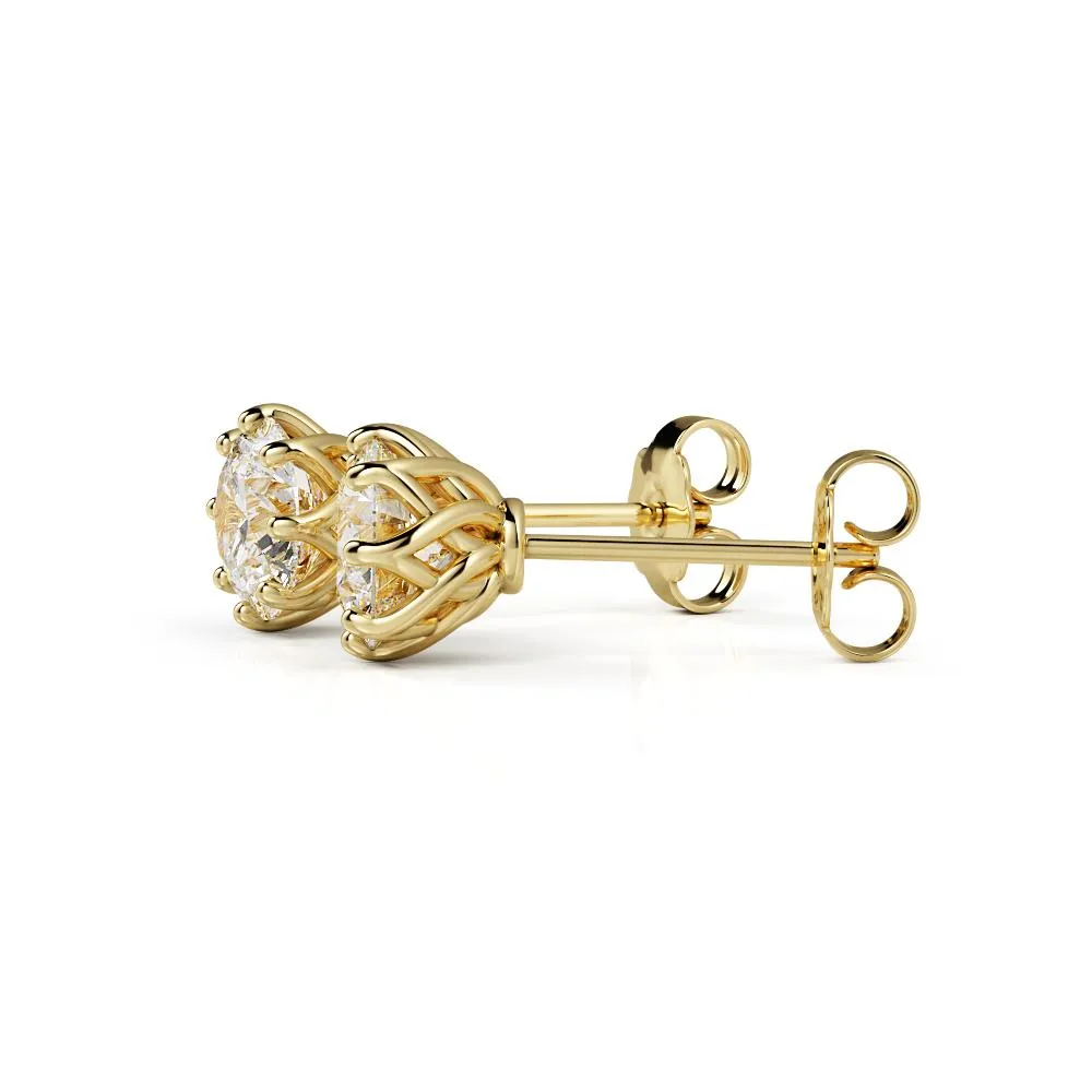 Solar Energy Clasps Earrings 1 Natural Diamonds in Yellow Gold