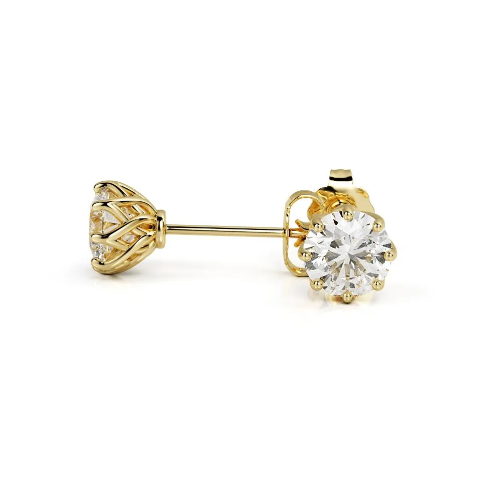 Solar Energy Clasps Earrings 1 Natural Diamonds in Yellow Gold