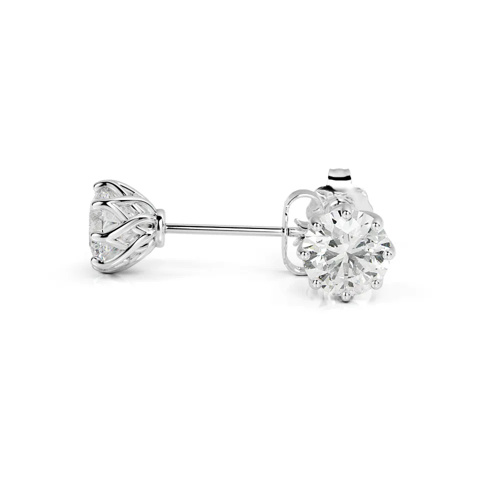 Solar Energy Clasps Earrings 2 Natural Diamonds in White Gold