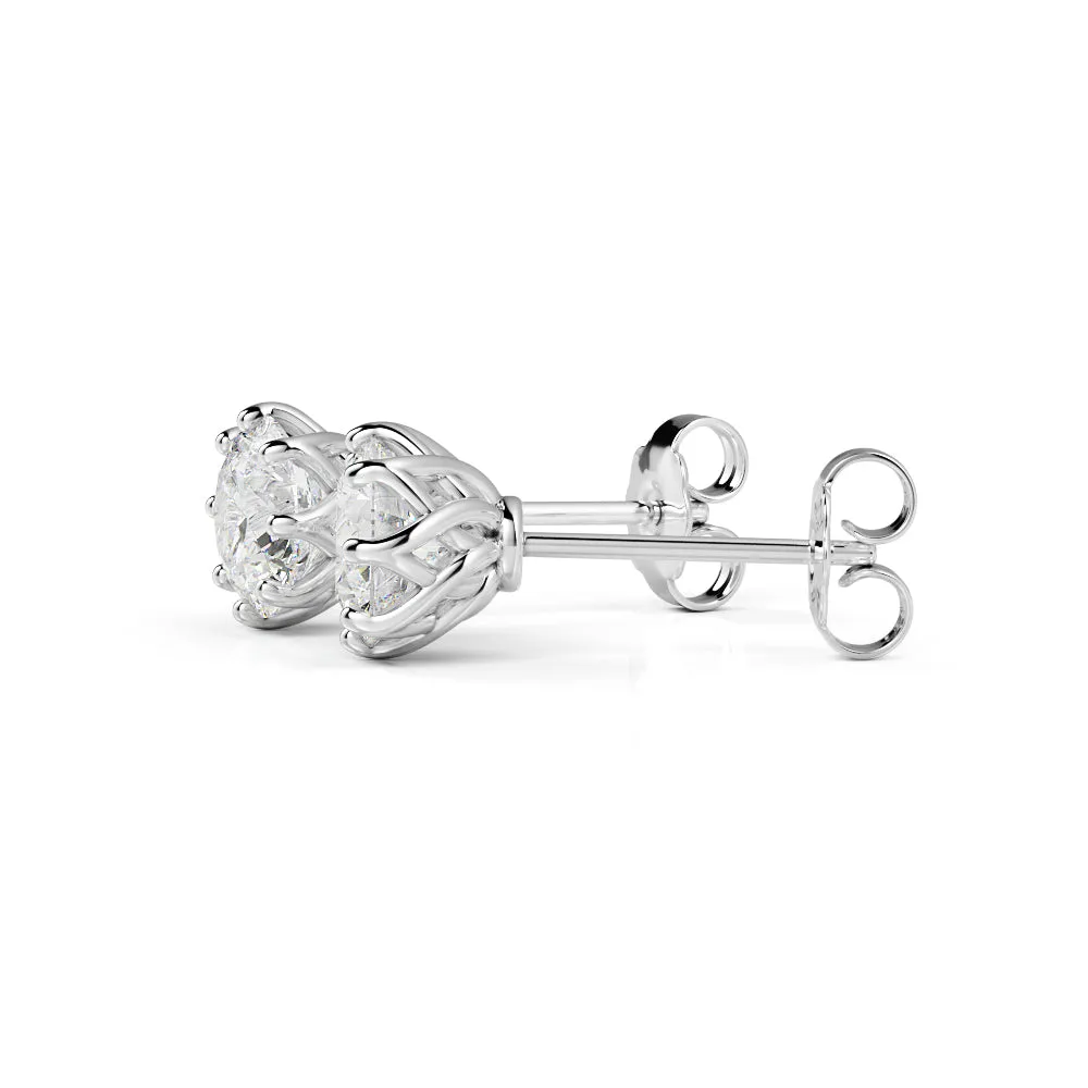 Solar Energy Clasps Earrings 2 Natural Diamonds in White Gold
