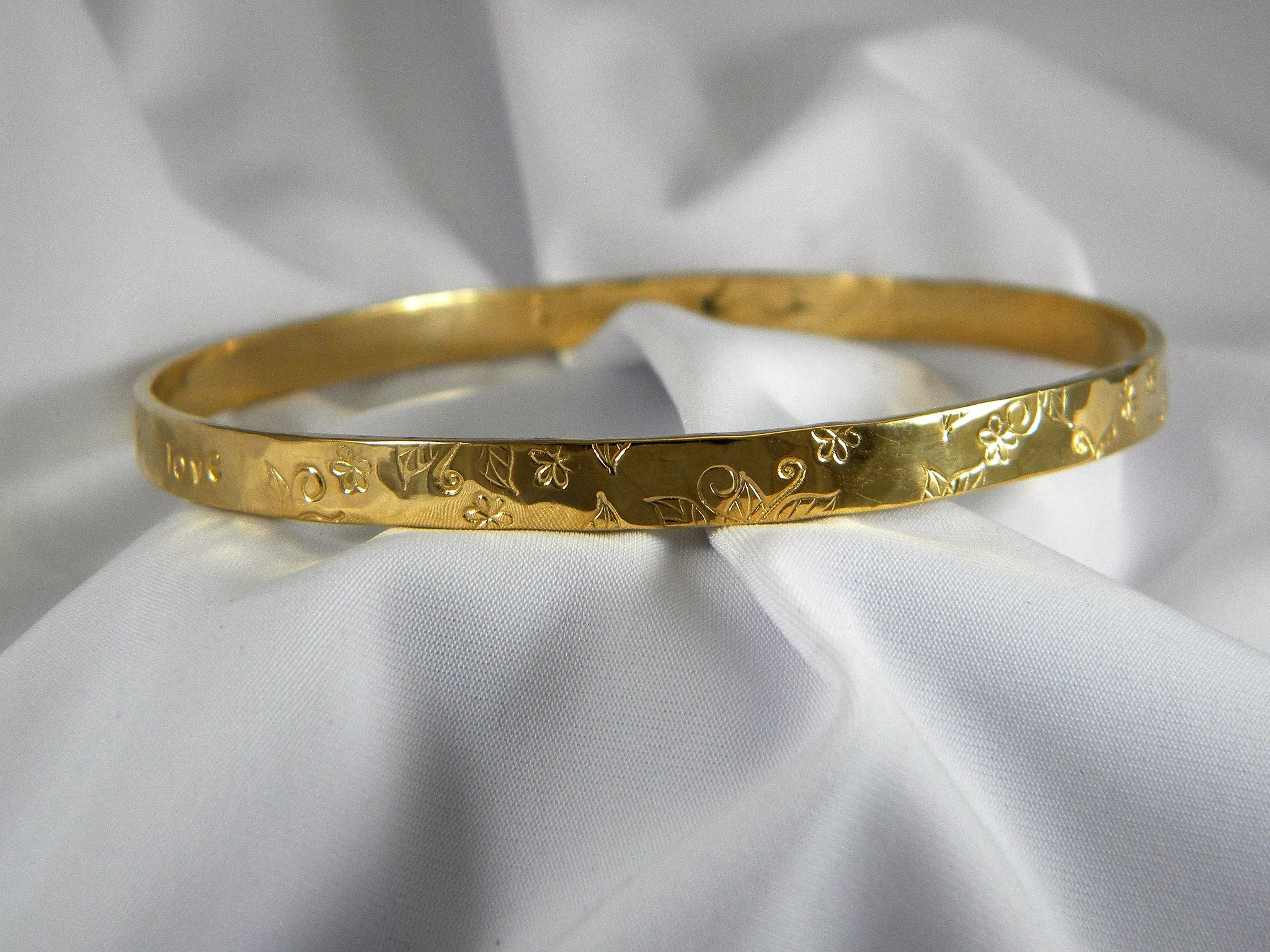 Solid Gold Custom Personalized Bangle