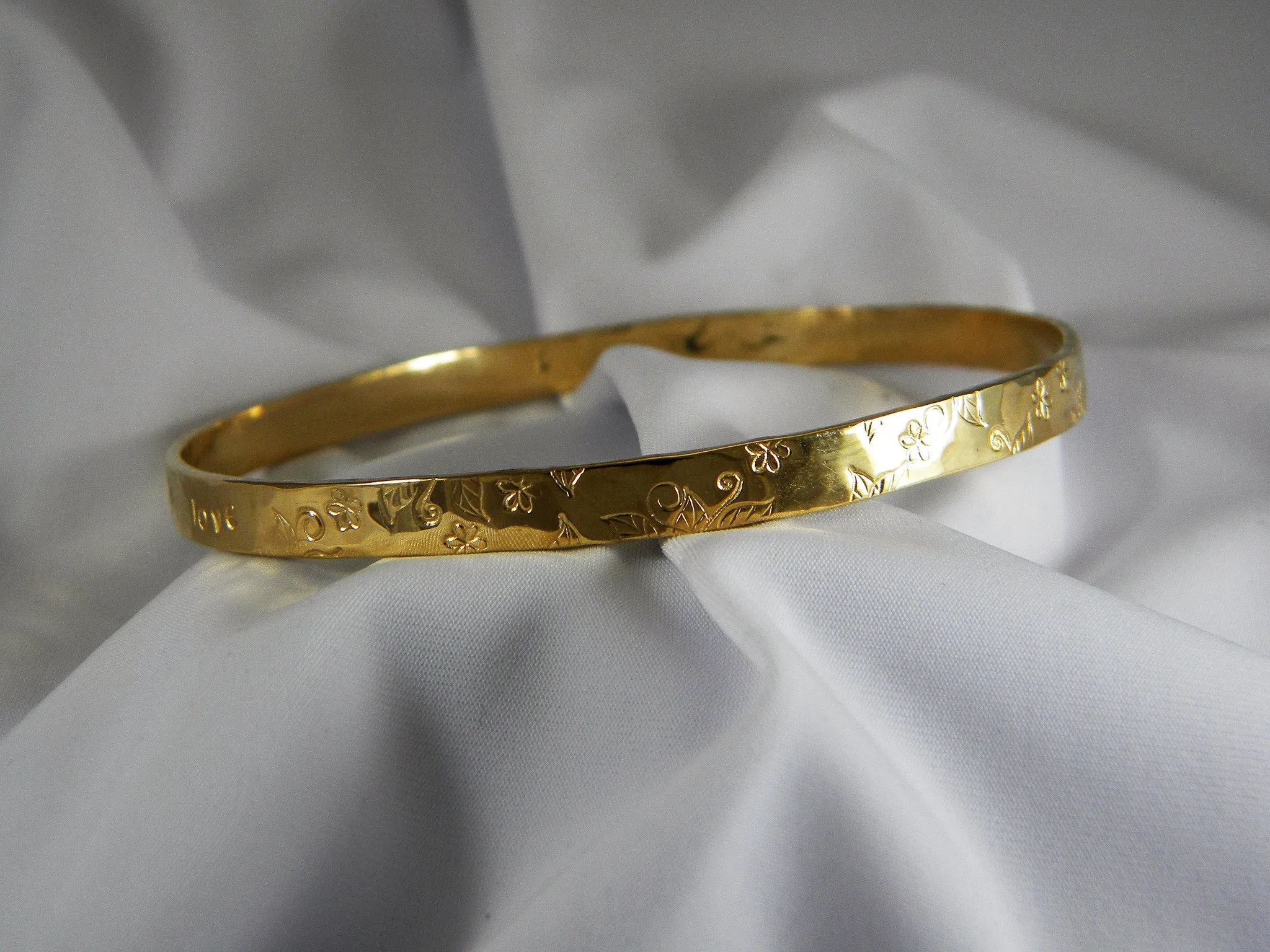 Solid Gold Custom Personalized Bangle