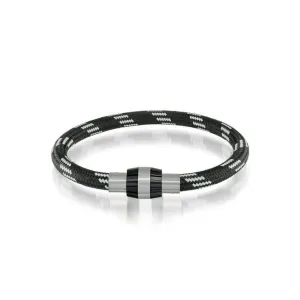 Stainless Steel Black & White Rope Twist-clasp Bracelet | Italgem Steel
