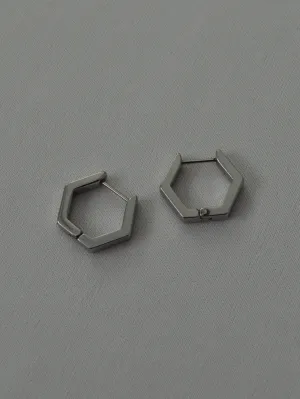 Stainless Steel Hexagon Huggies