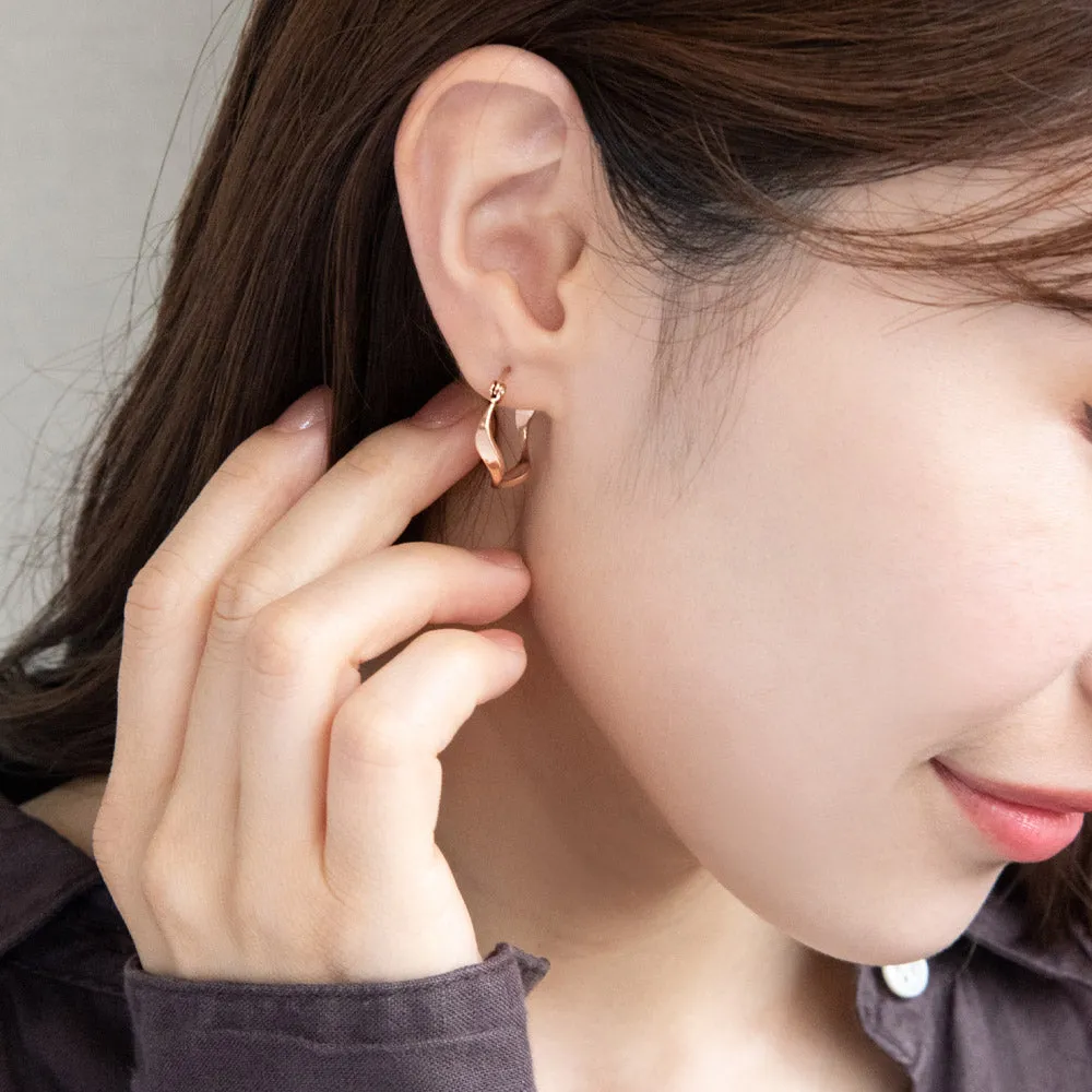 Stainless Steel Wavy Hoop Earrings