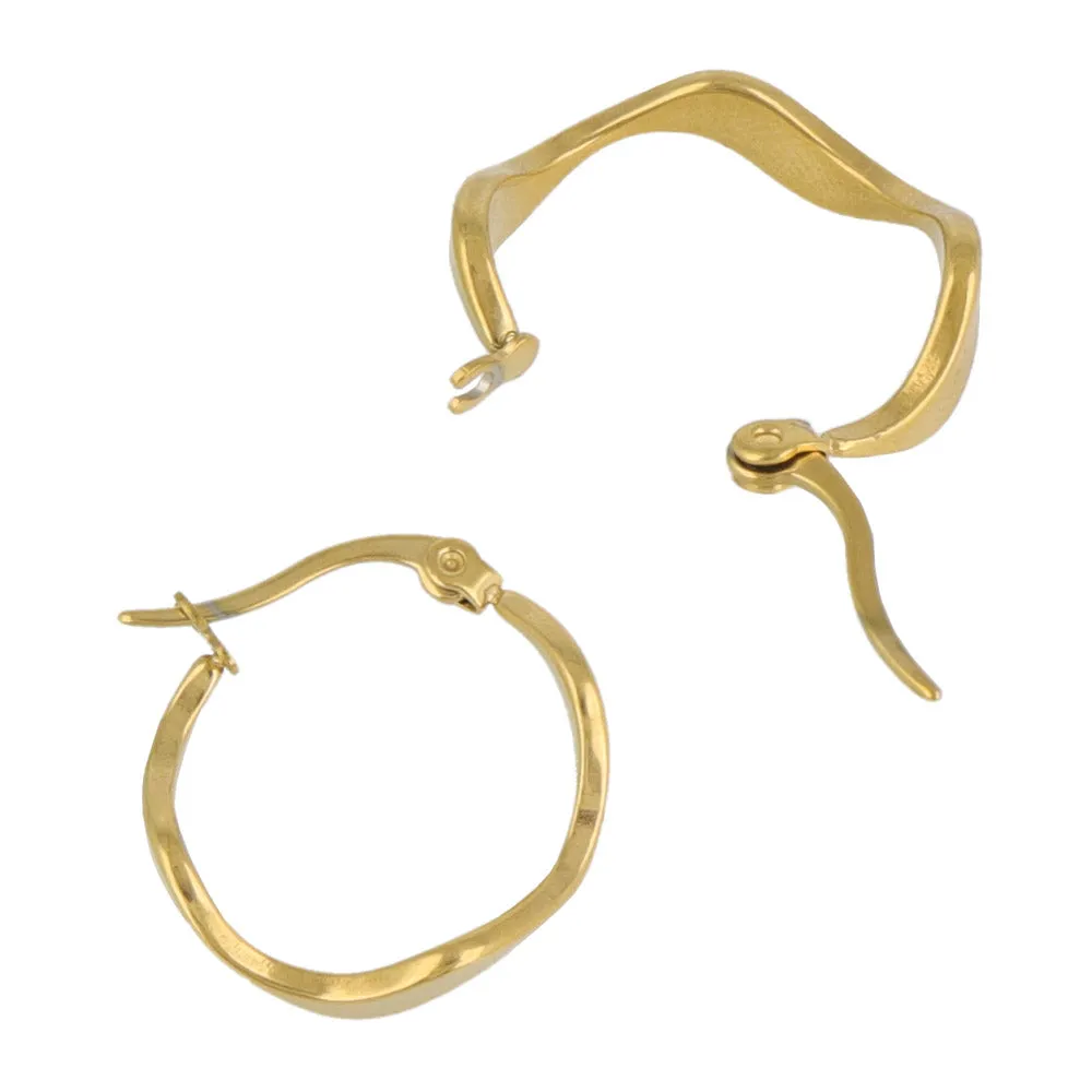 Stainless Steel Wavy Hoop Earrings