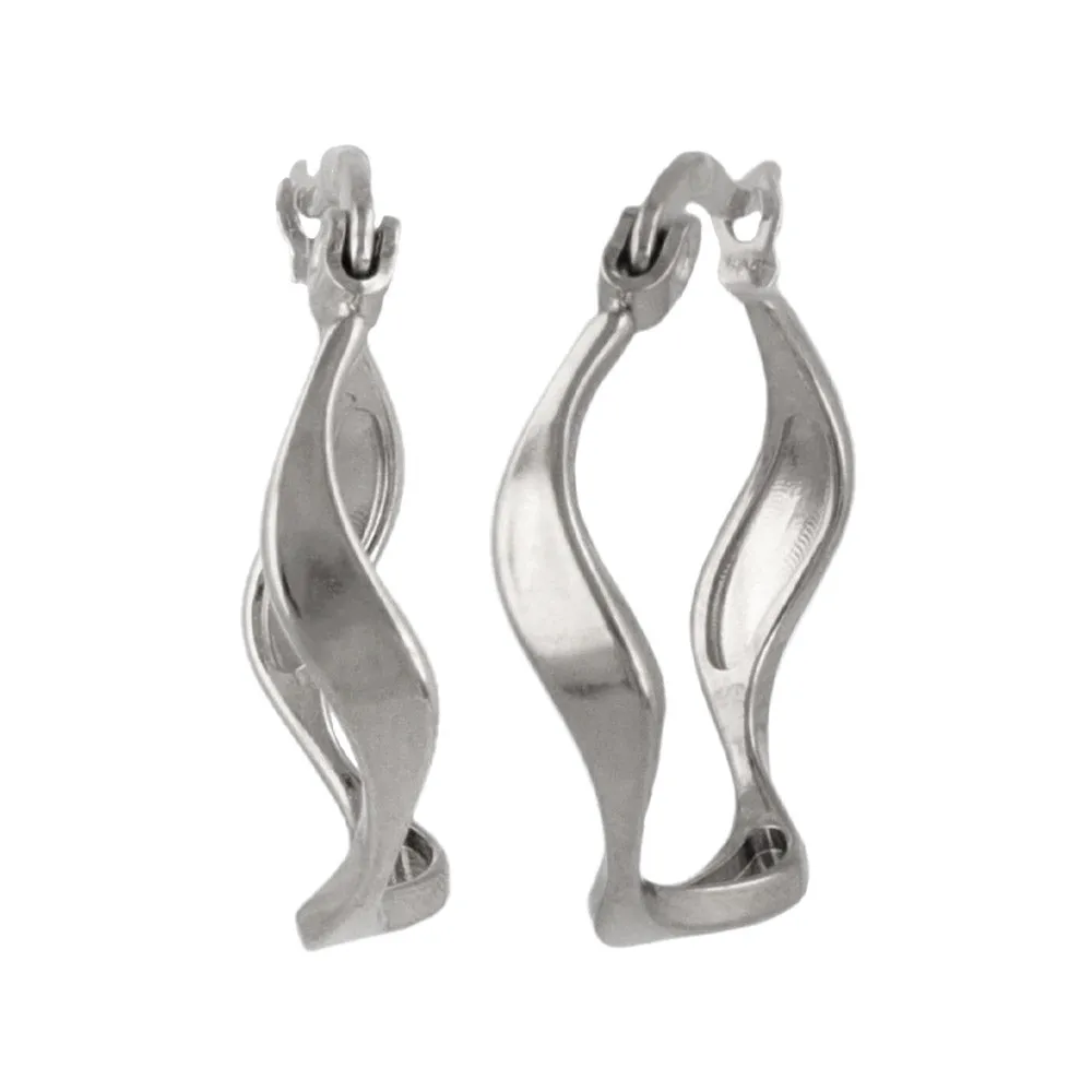Stainless Steel Wavy Hoop Earrings