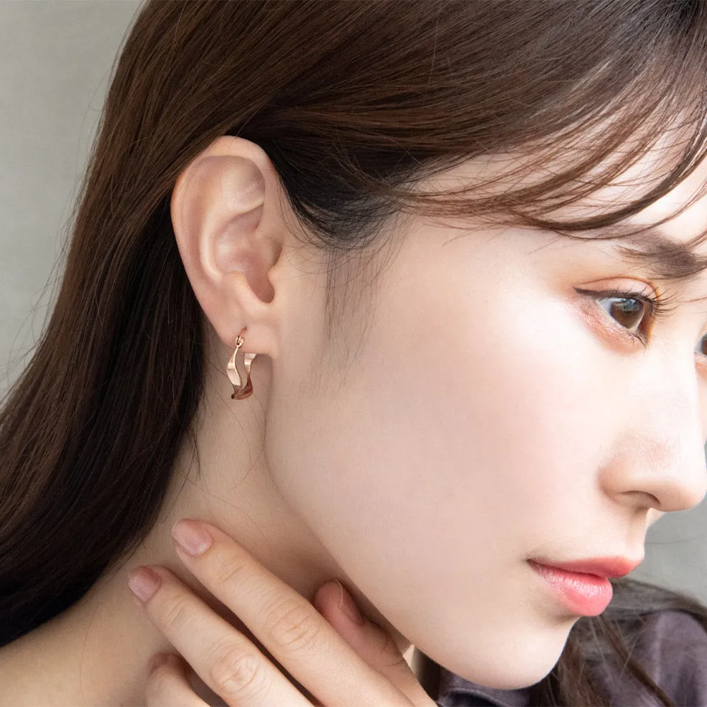Stainless Steel Wavy Hoop Earrings