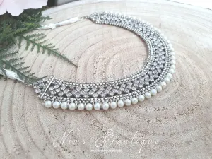 Statement Royal Silver & Pearl Necklace