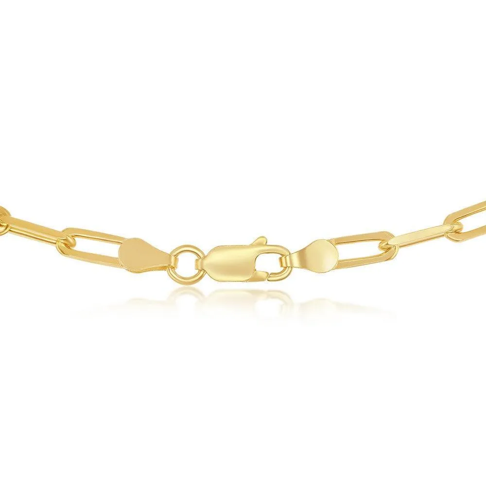 Sterling Silver 3.2mm Paper Clip Chain - Gold Plated