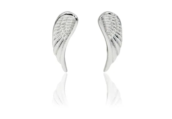 Sterling Silver Angel Wing Stud Earrings