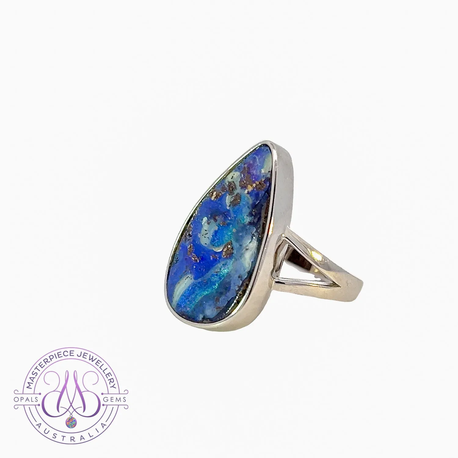 Sterling Silver Boulder Opal 24x14.5mm ring