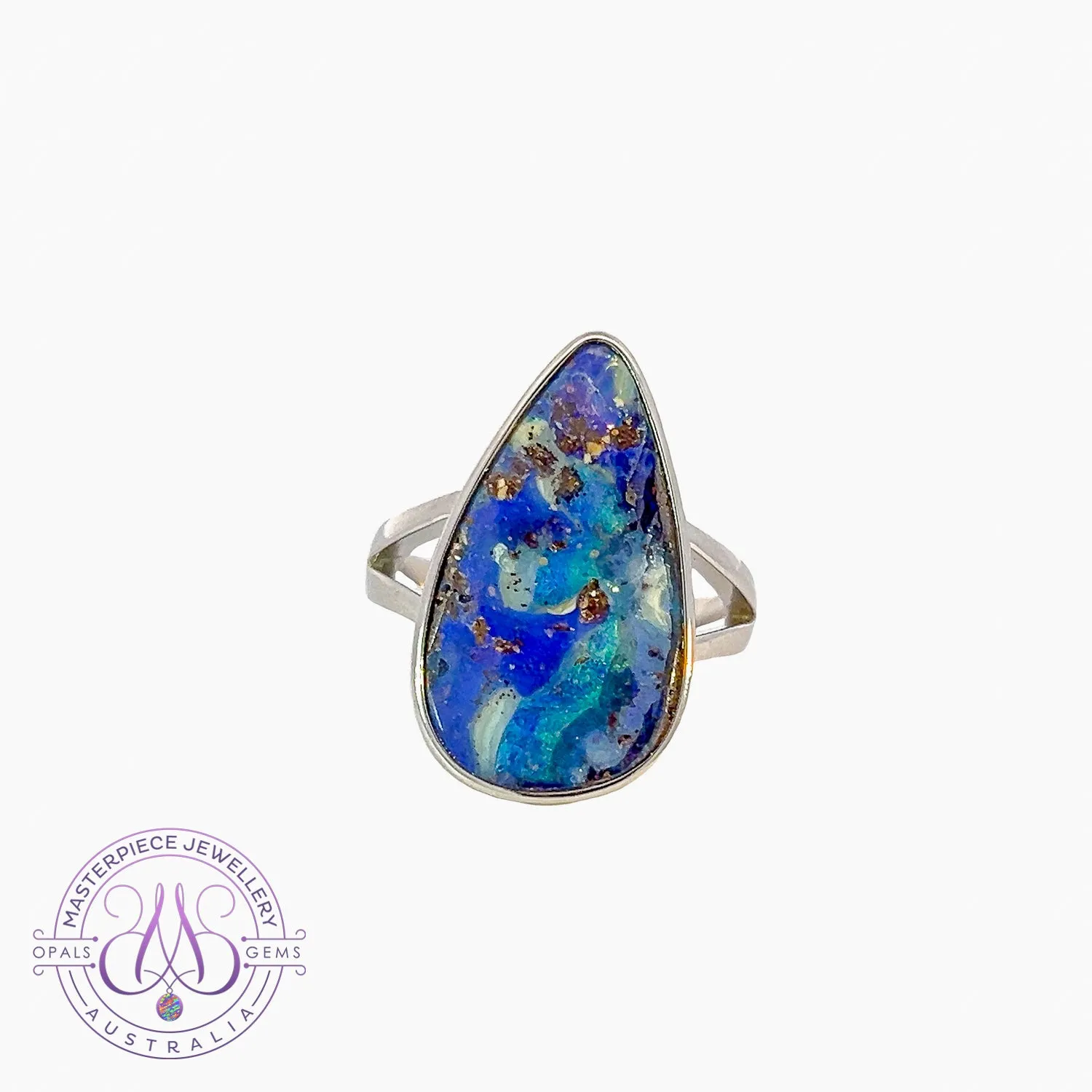 Sterling Silver Boulder Opal 24x14.5mm ring
