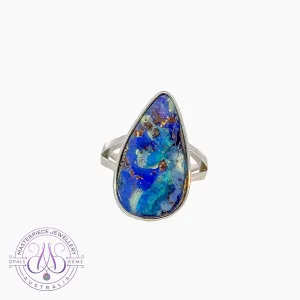 Sterling Silver Boulder Opal 24x14.5mm ring
