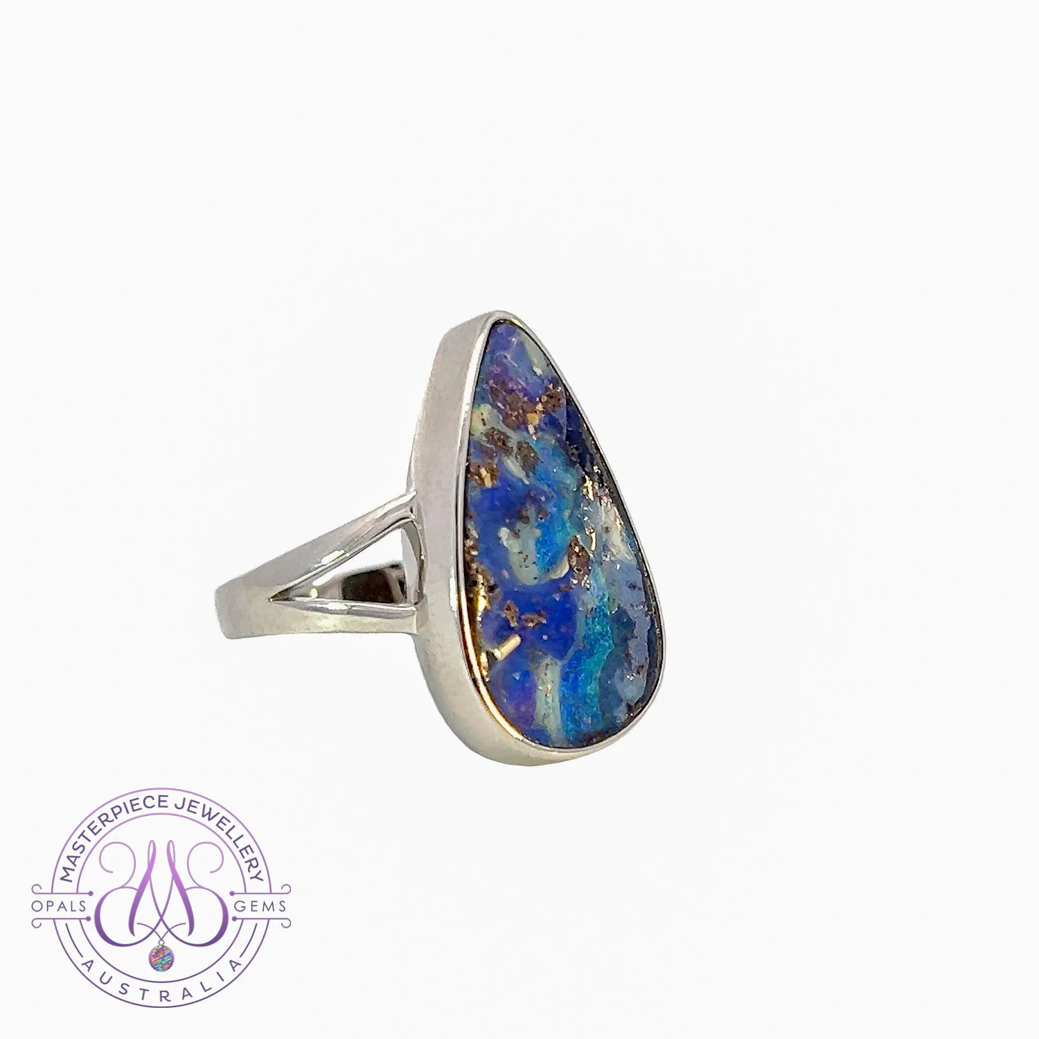 Sterling Silver Boulder Opal 24x14.5mm ring