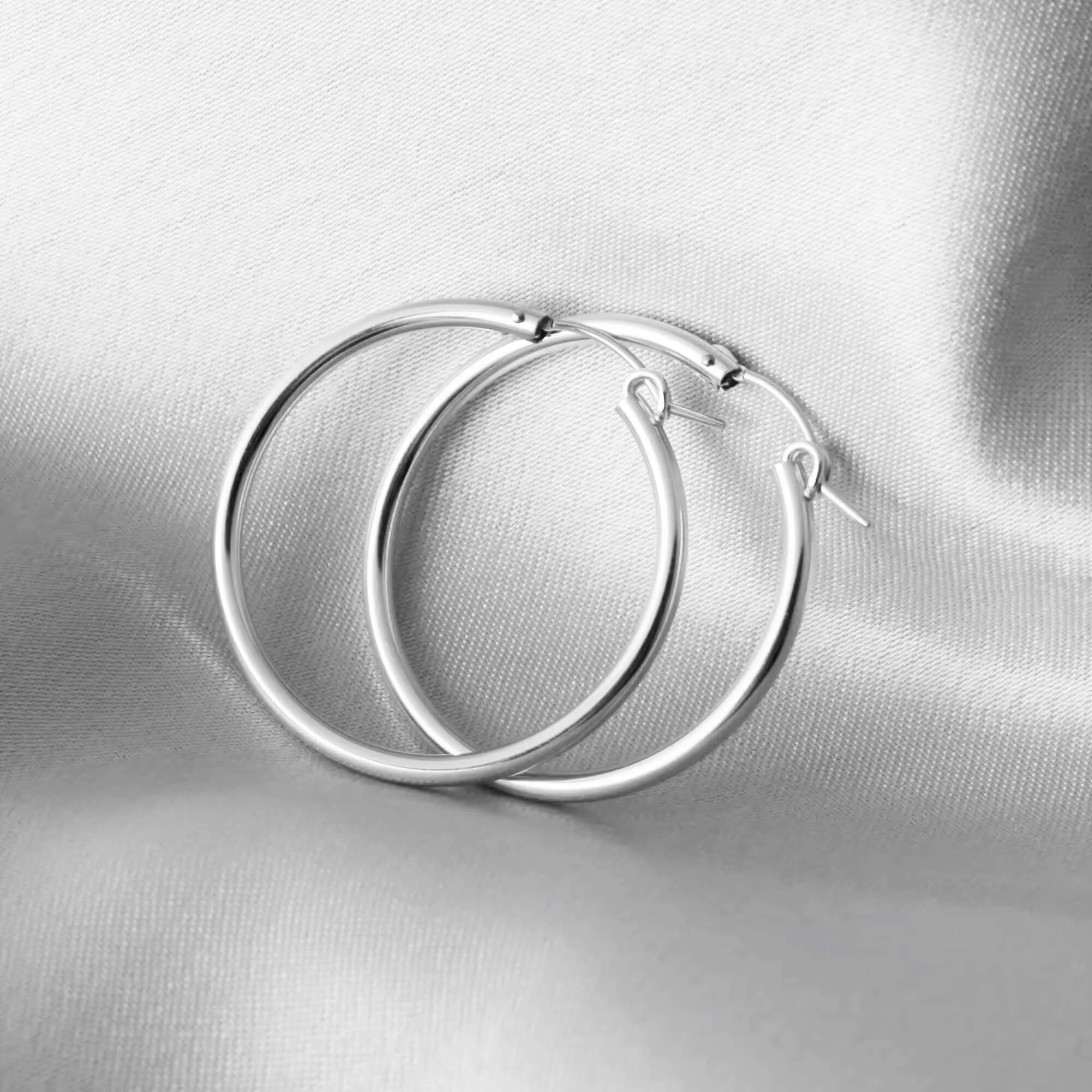 Sterling Silver Hinged Hoop Earrings