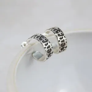 Sterling Silver Leopard Print Textured Hoops