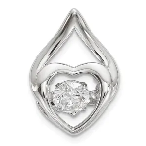 Sterling Silver Platinum Plated Vibrant Swaro Zirconia Heart Chain Slide