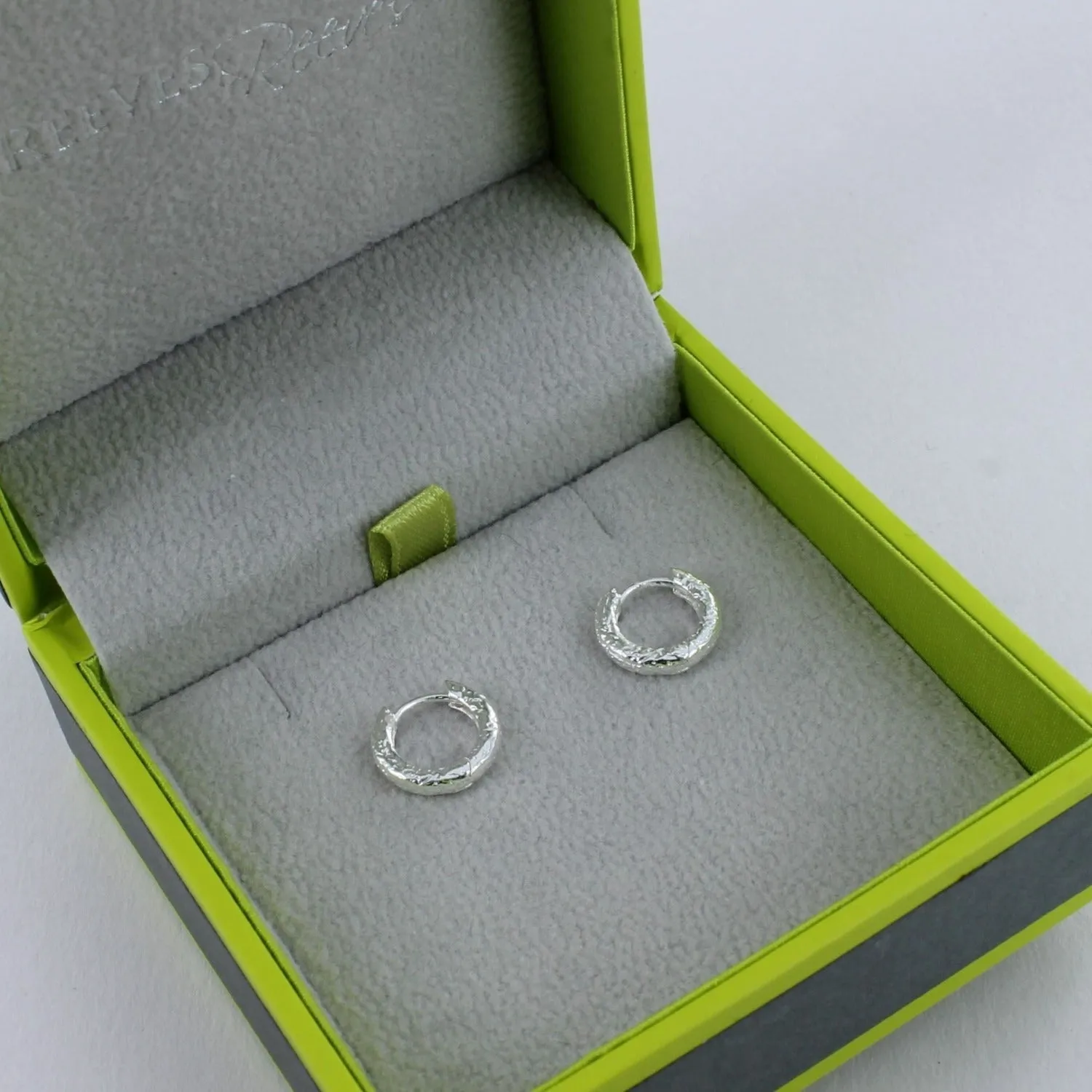 Sterling Silver Small Textured Hoop Earring